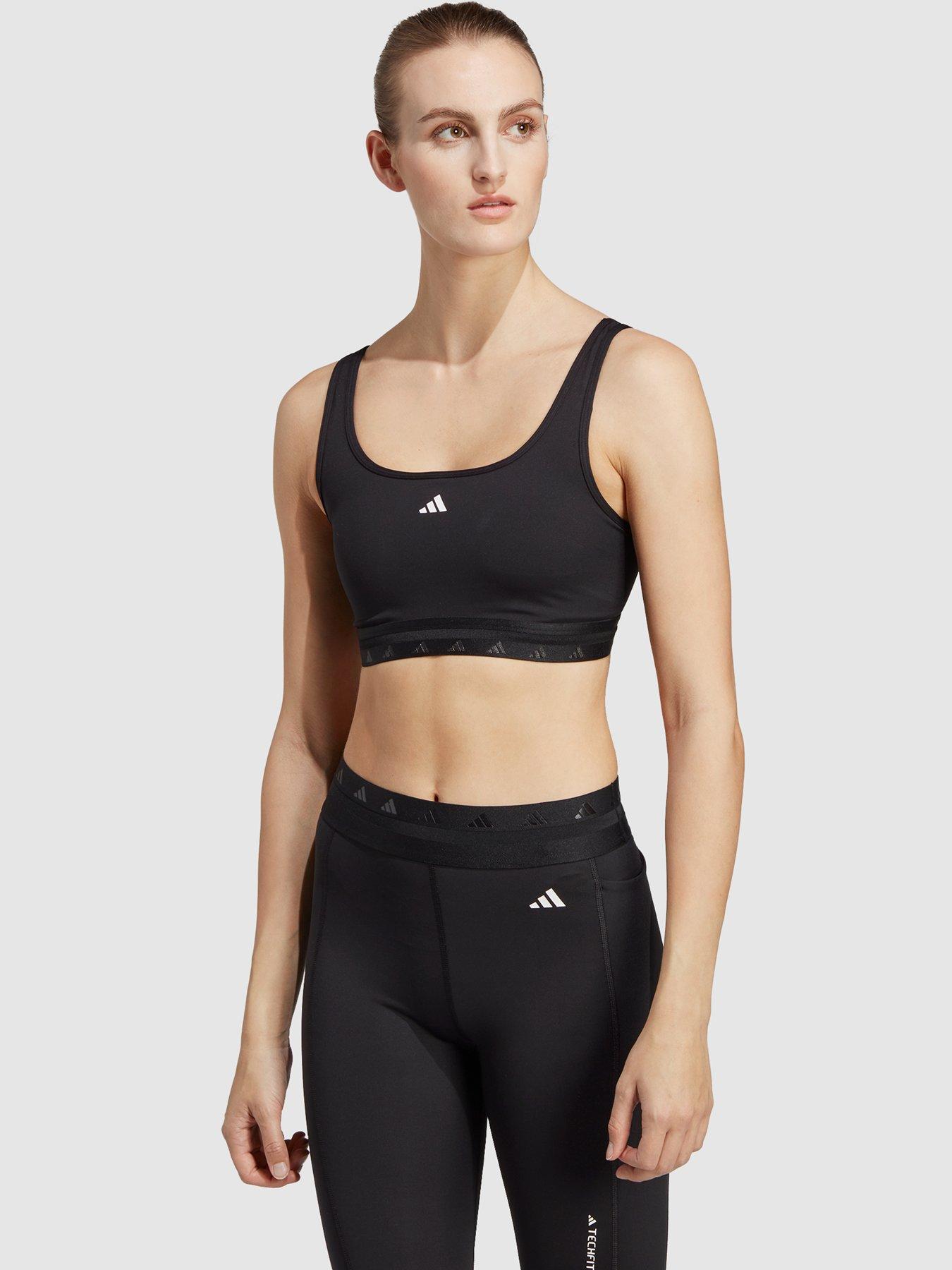 adidas Women's Power Tech-Fit Bra - Medium Support - Plus Size - Black