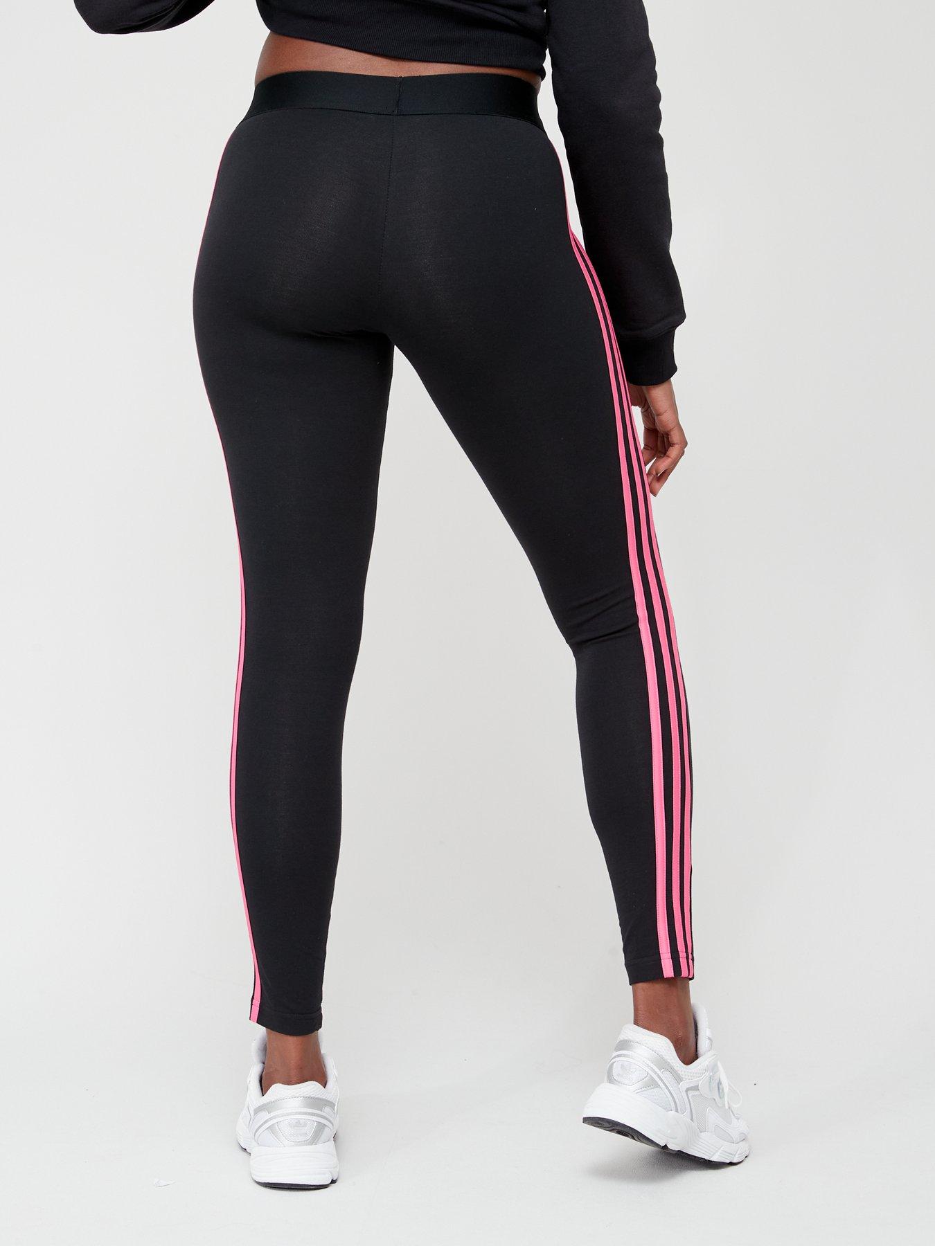 adidas Female Essentials 3-Stripes Tights, Black/Power Pink,M