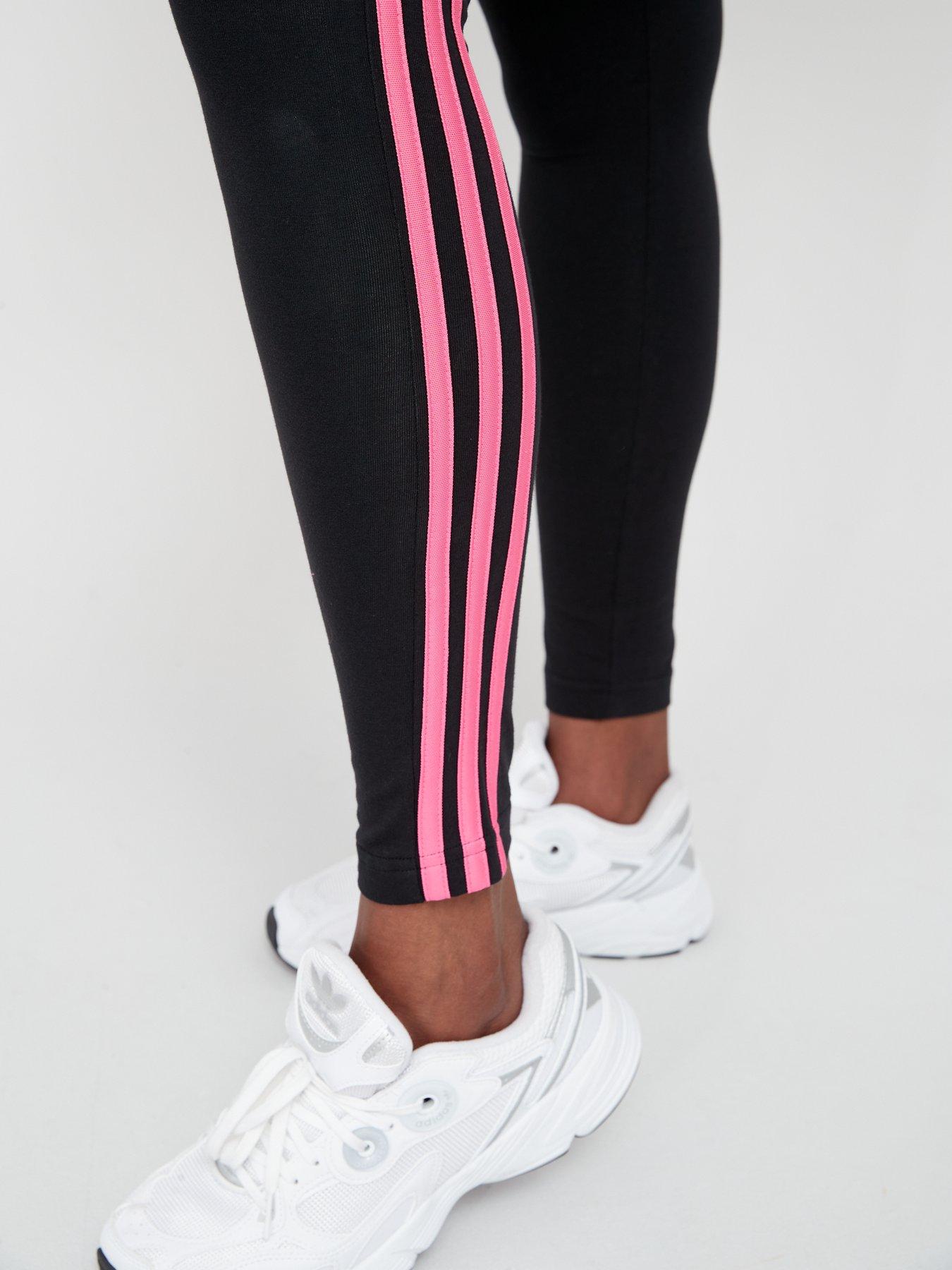 adidas Sportswear 3 Stripe Leggings - Plus Size - Black/Pink