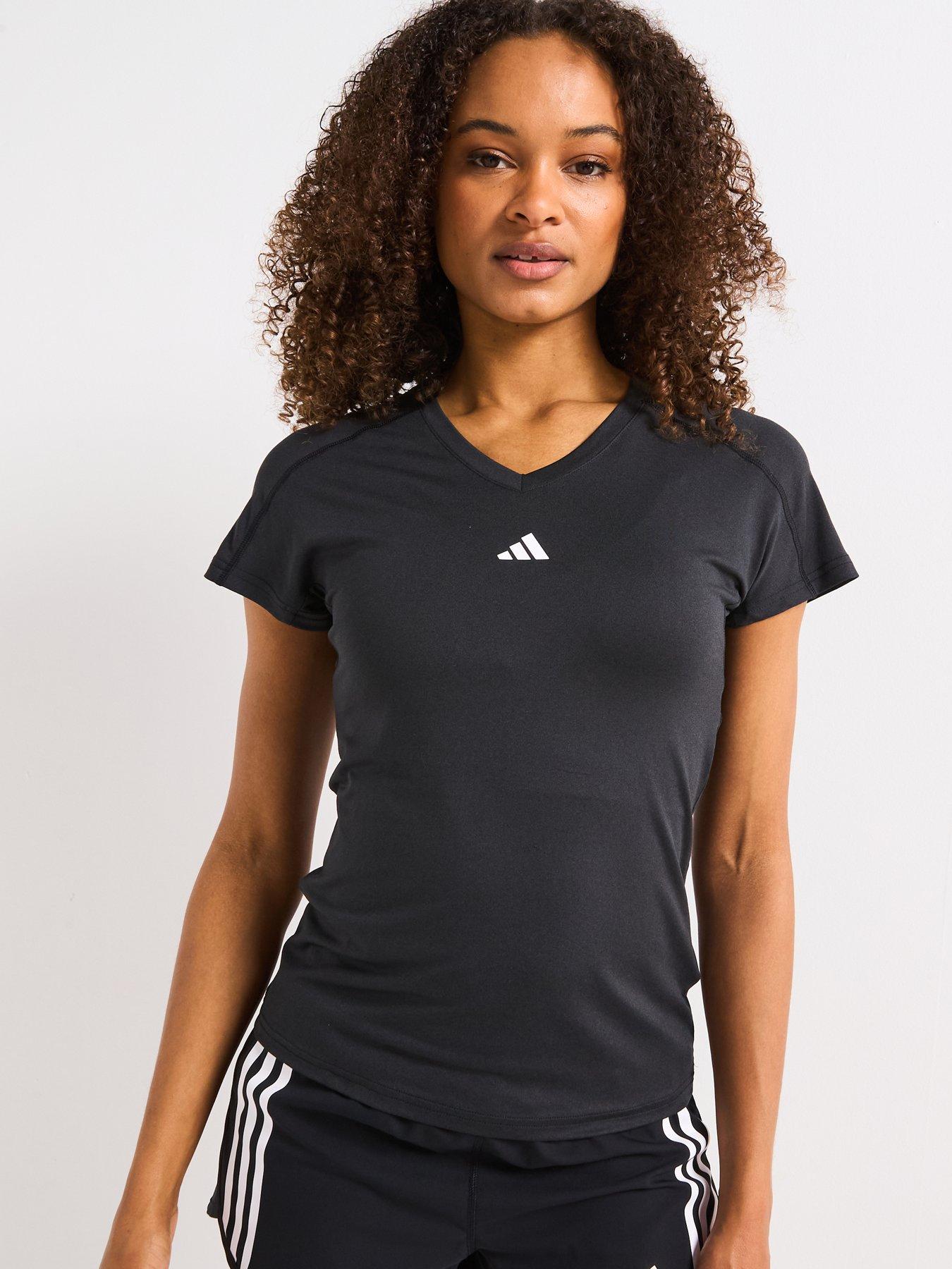Image 4 of 6 of adidas Performance Aeroready Train Essentials Minimal Branding V-neck T-shirt - Black