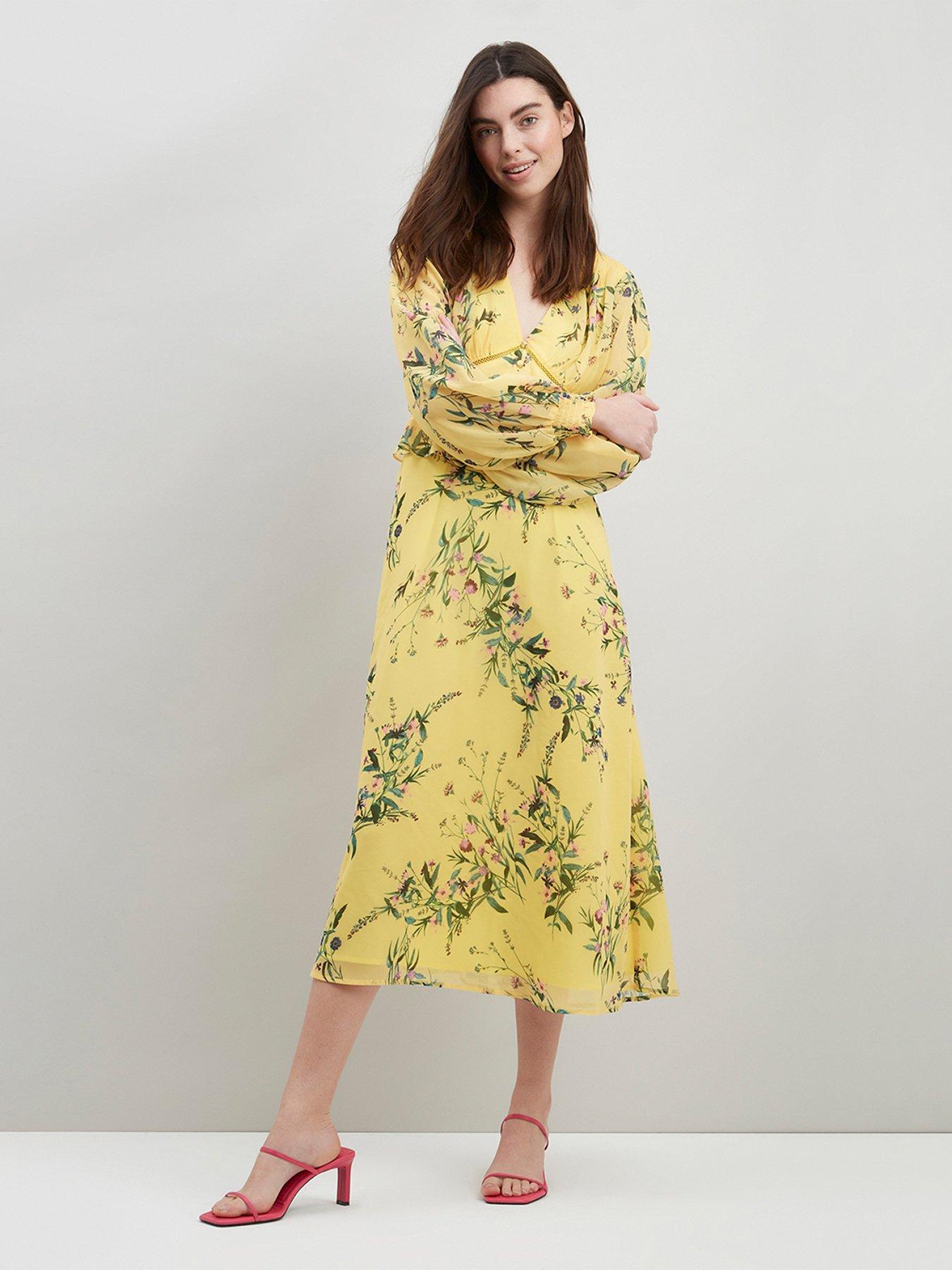 Wallis yellow 2024 floral dress