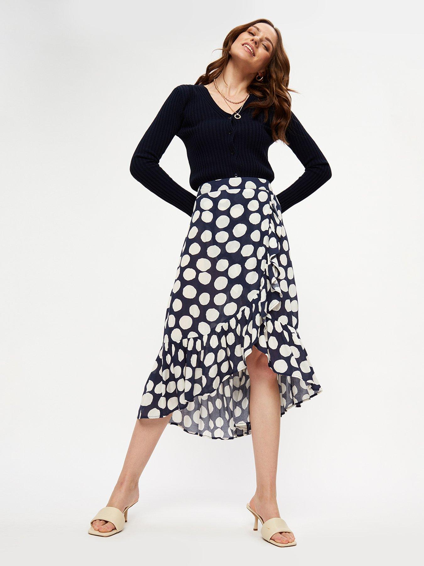 dorothy-perkins-dorothy-perkins-navy-spot-crinkle-frill-wrap-midi-skirtback