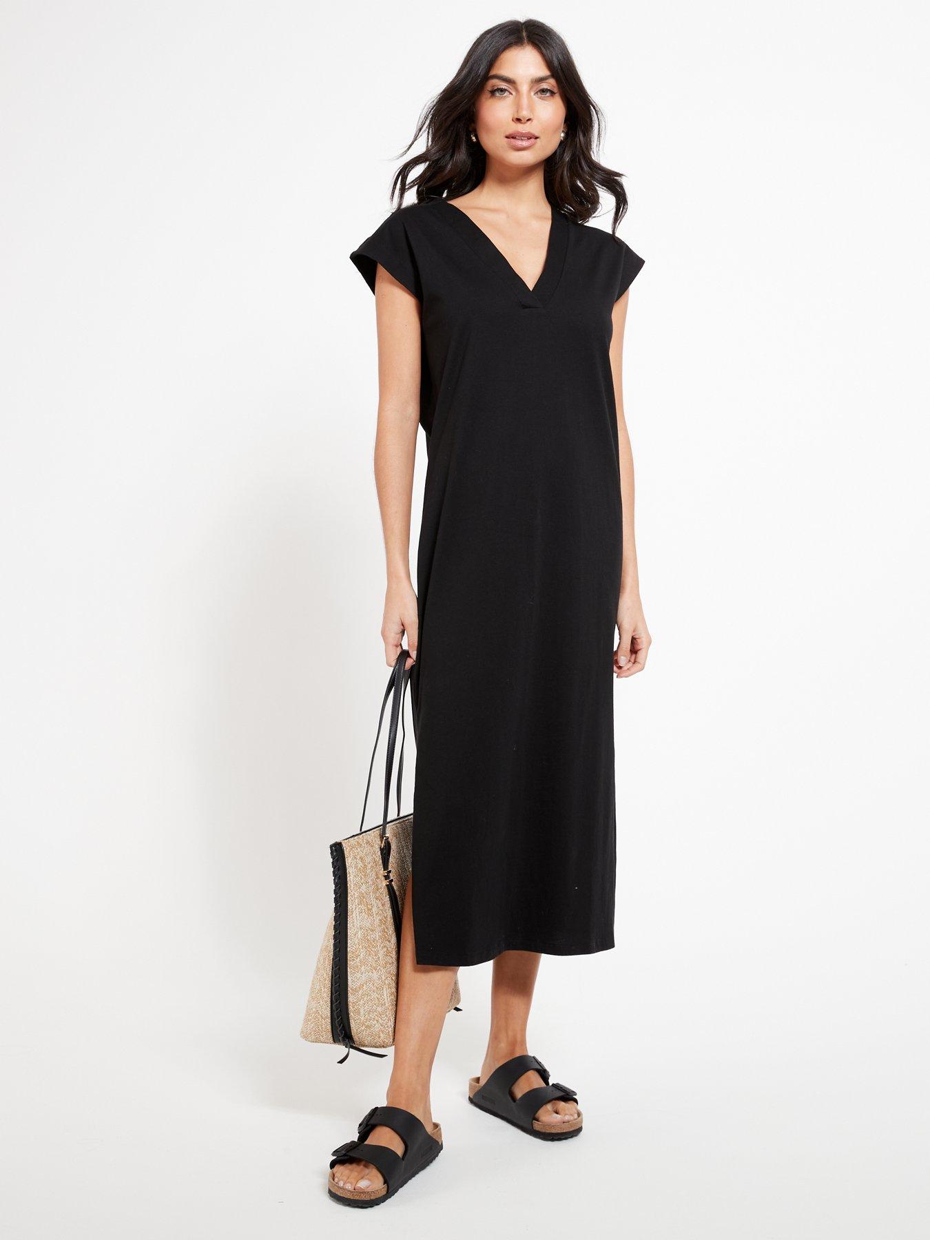 everyday-v-neck-slouchynbspmidi-beach-dress-blackfront