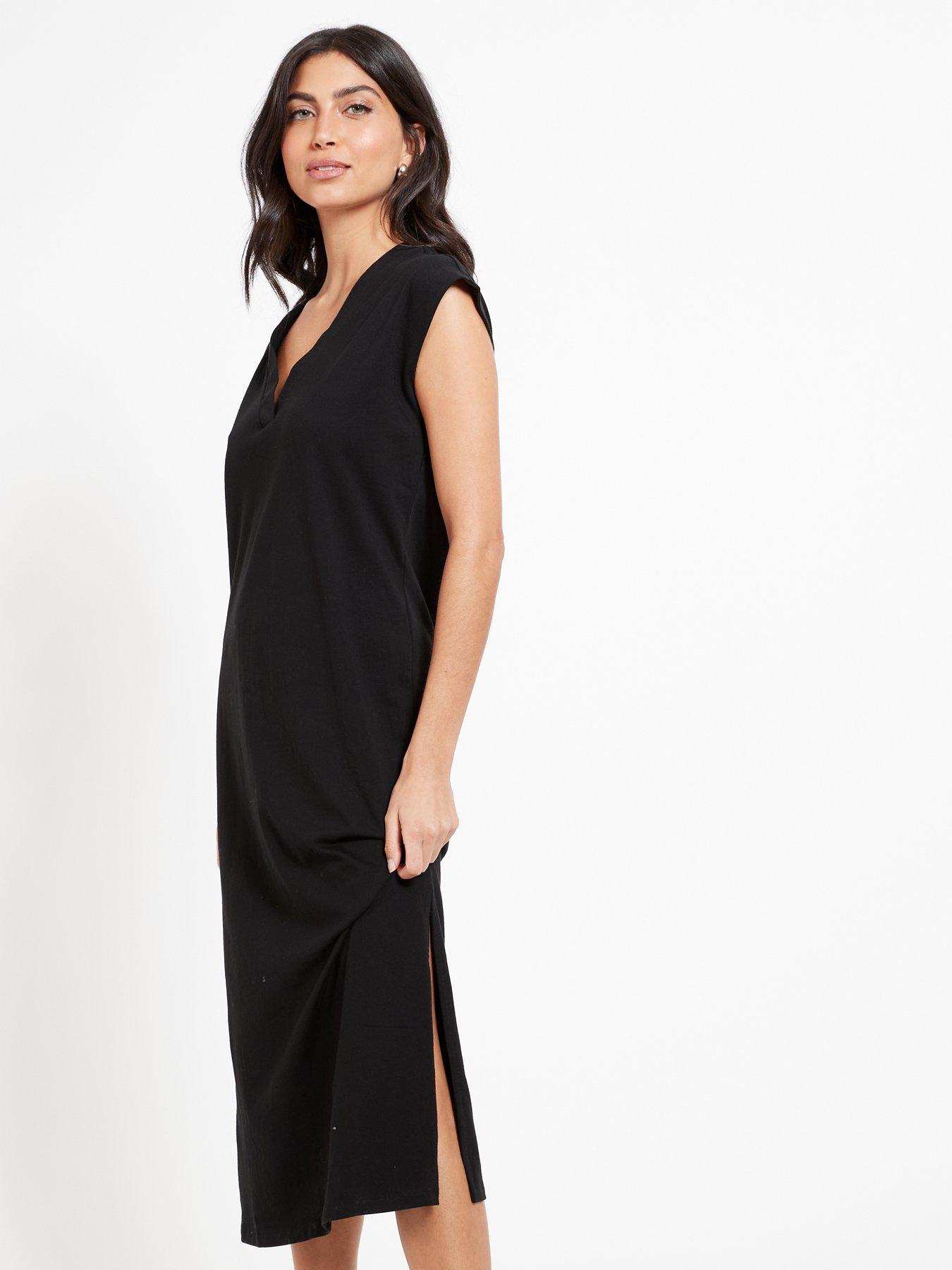 everyday-v-neck-slouchynbspmidi-beach-dress-blackback