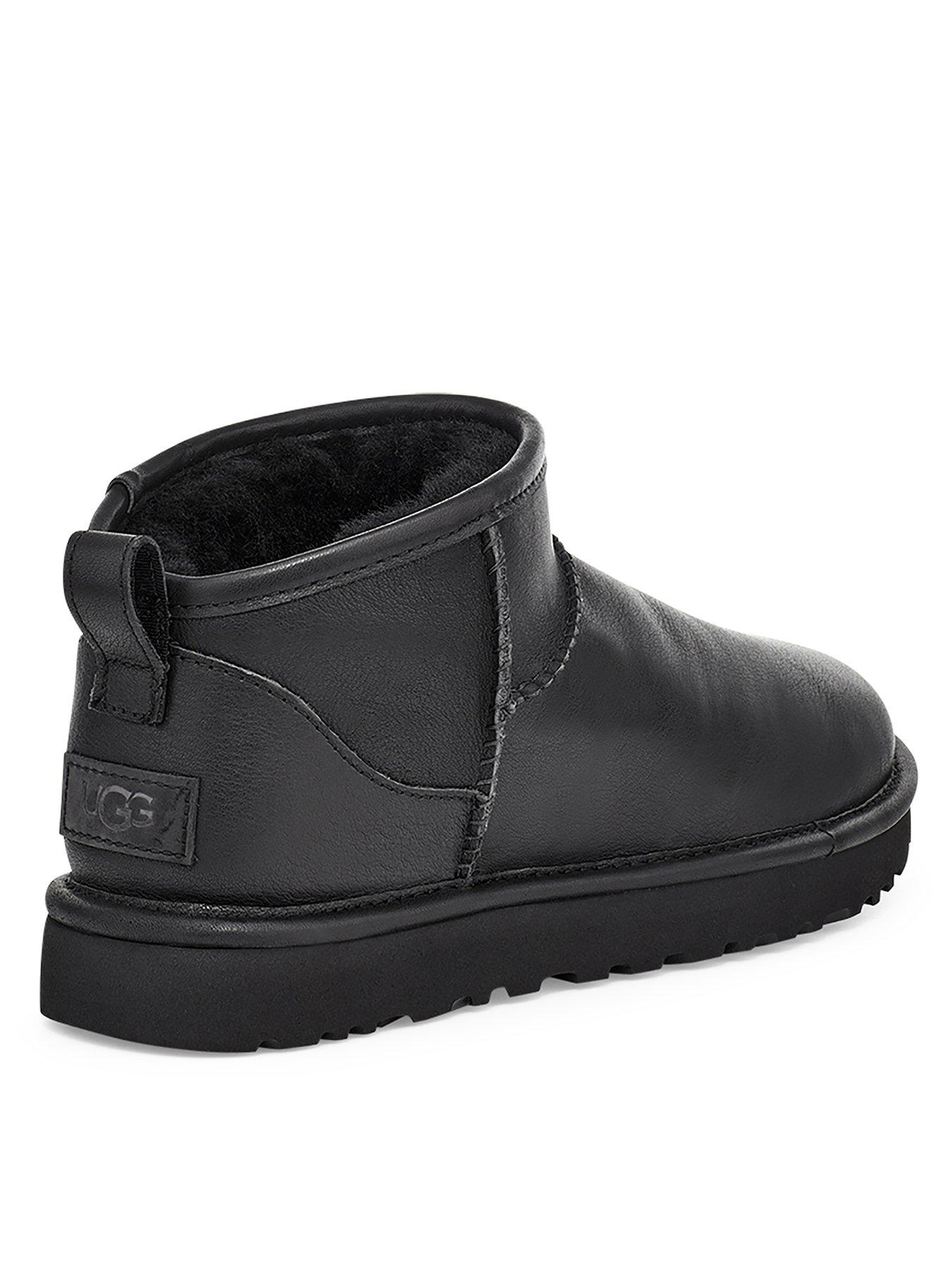 UGG Classic Ultra Mini Leather Ankle Boots - Black