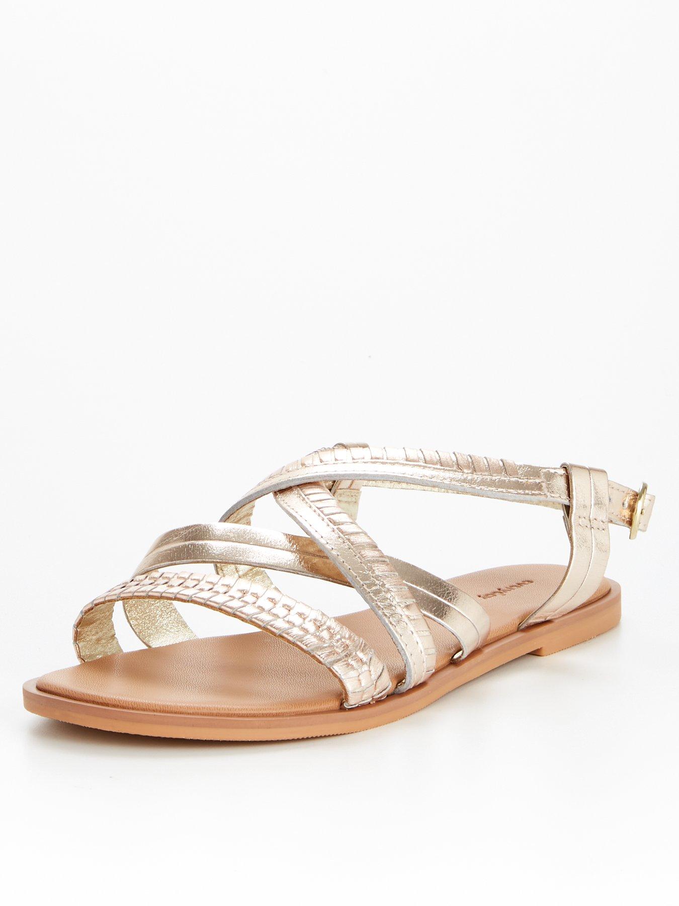 Gold strappy flat outlet sandals uk