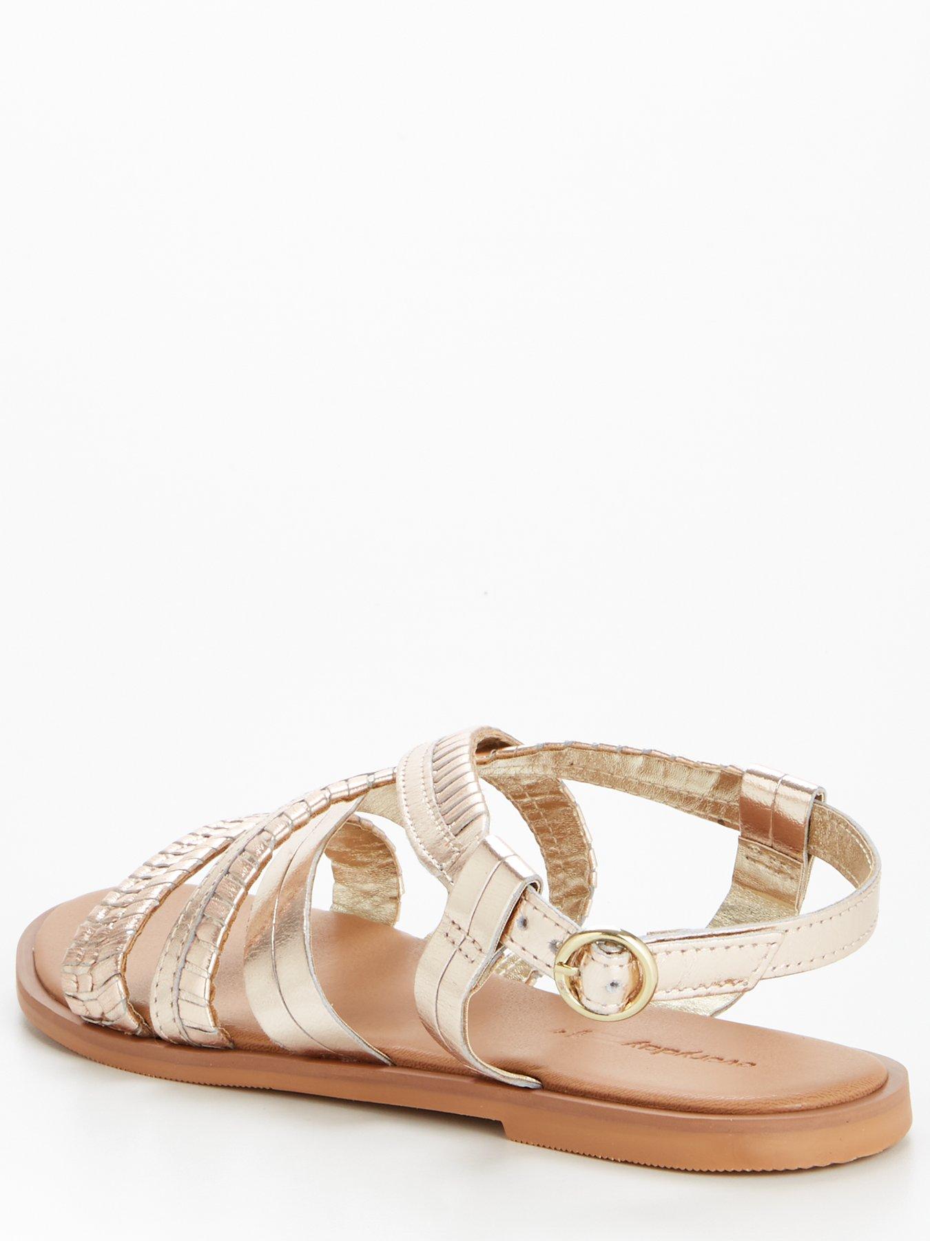 Gold flat 2024 sandals wide fit