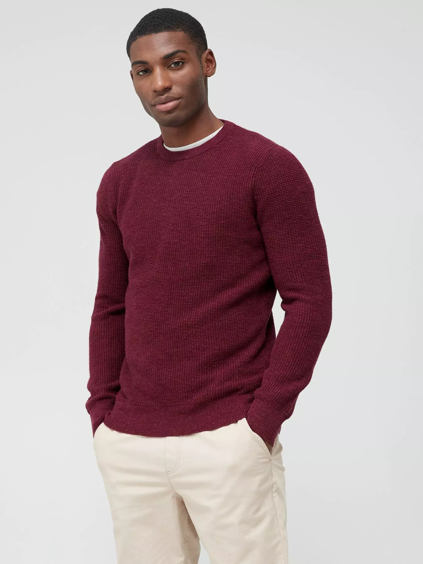 prod1091773694: Vintage Textured Crew Neck Jumper - Red