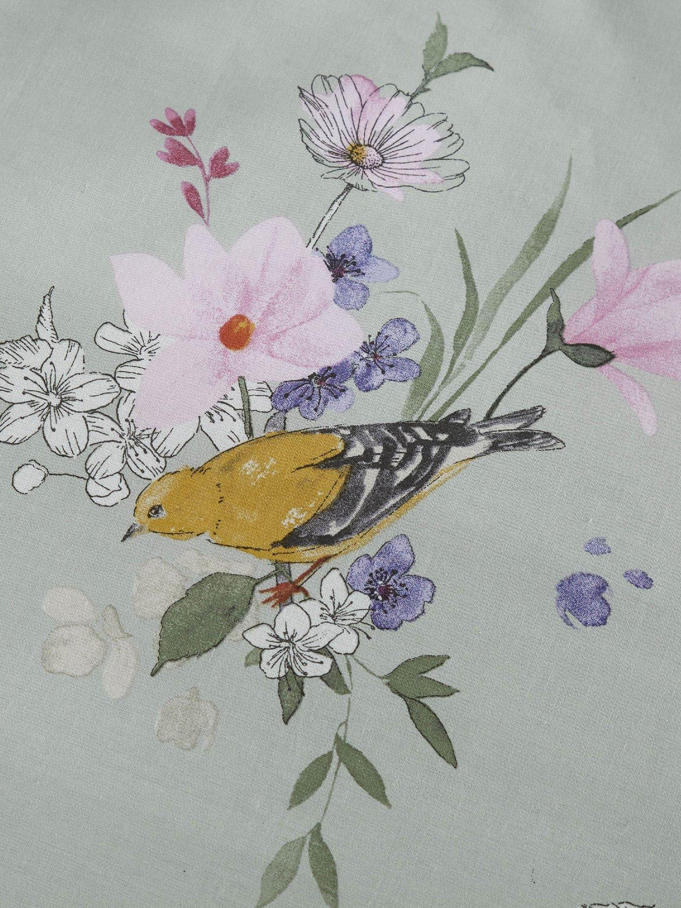 Image 5 of 6 of Catherine Lansfield Catherine Lansfield Songbird Reversible Duvet Cover Set Sage Green - Db