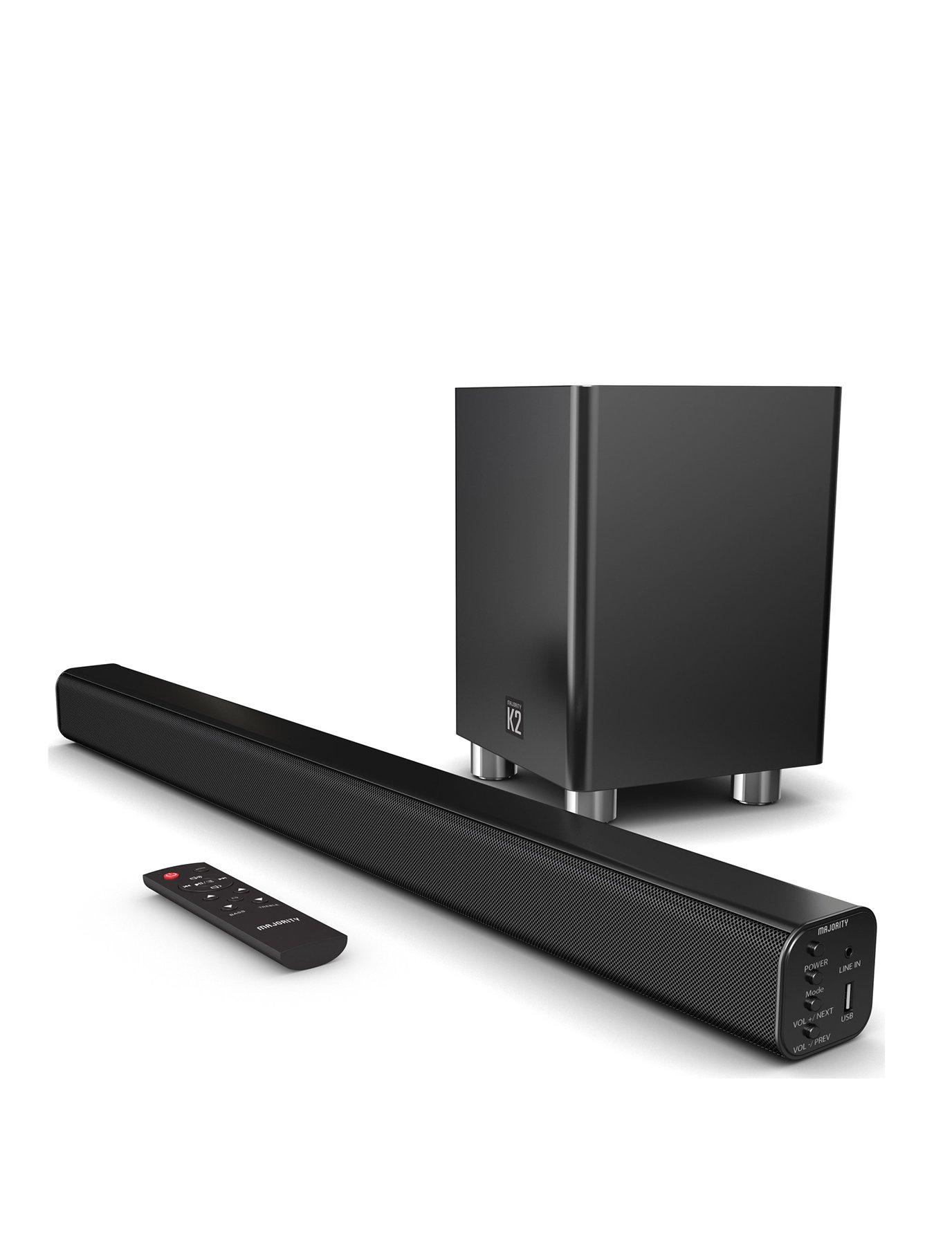 Image 1 of 7 of Majority Majority K2 150W Soundbar with Wireless Sub (ARC HDMI/Bluetooth/AUX/Optical) - Black