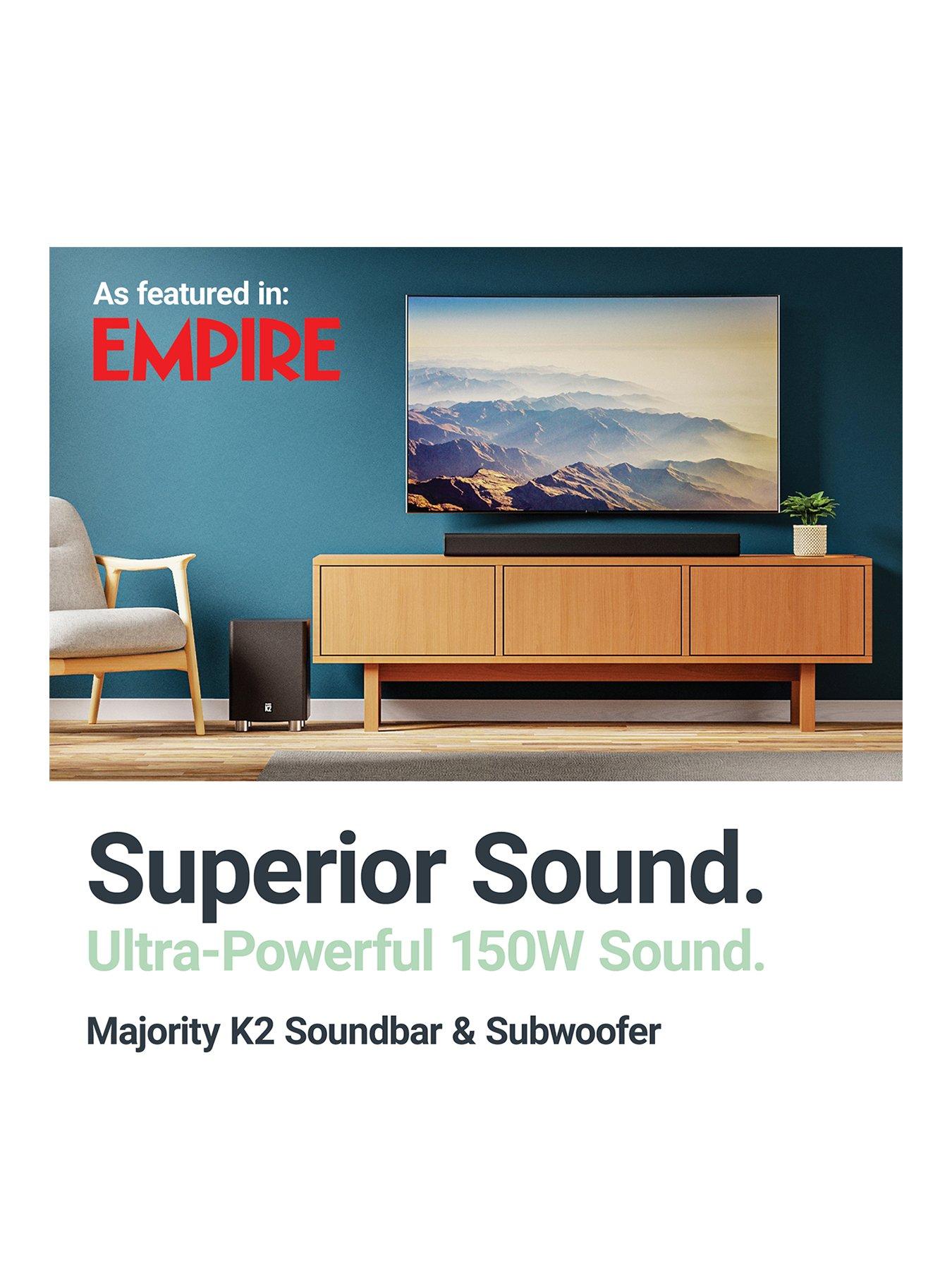 Image 2 of 7 of Majority Majority K2 150W Soundbar with Wireless Sub (ARC HDMI/Bluetooth/AUX/Optical) - Black