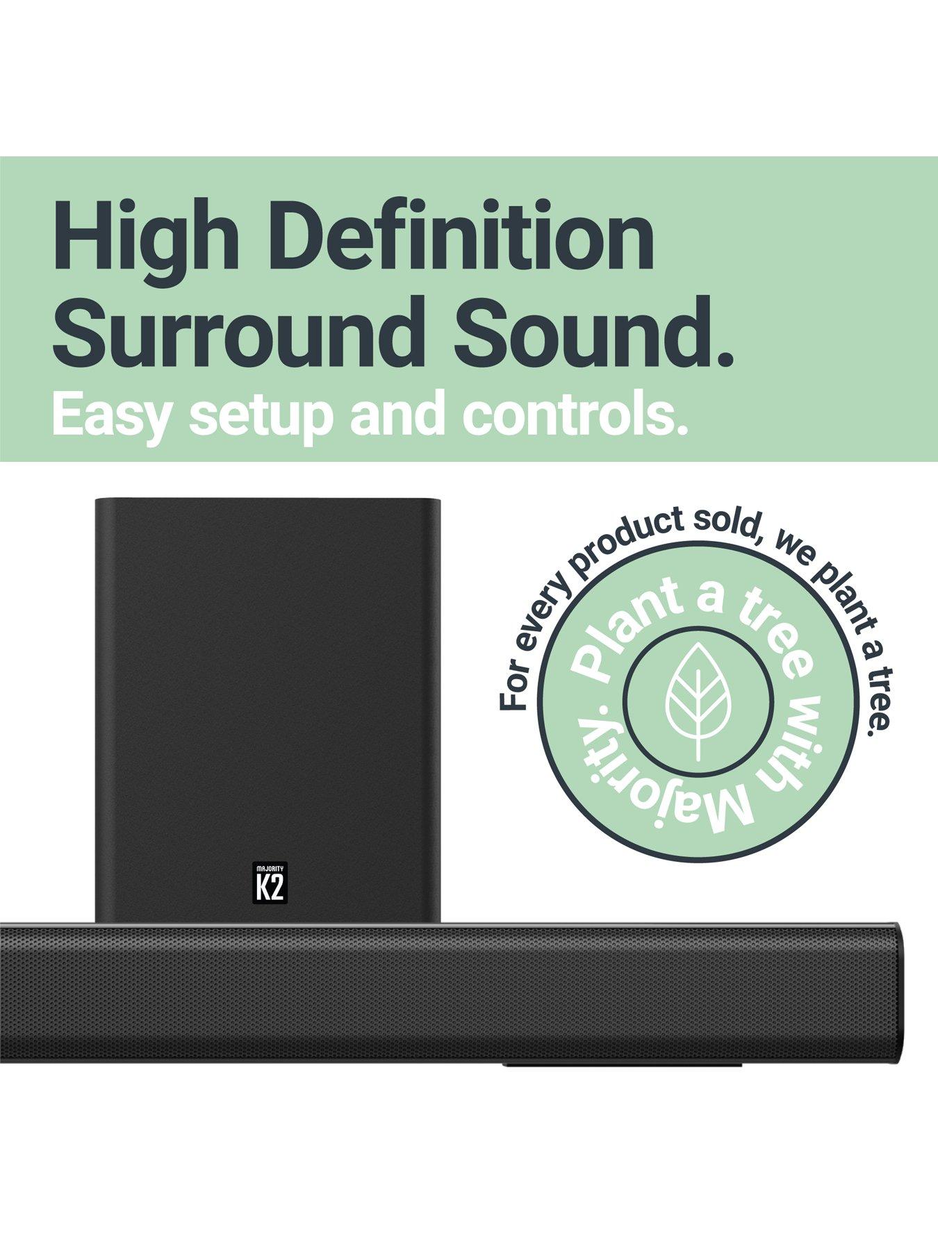 Image 4 of 7 of Majority Majority K2 150W Soundbar with Wireless Sub (ARC HDMI/Bluetooth/AUX/Optical) - Black