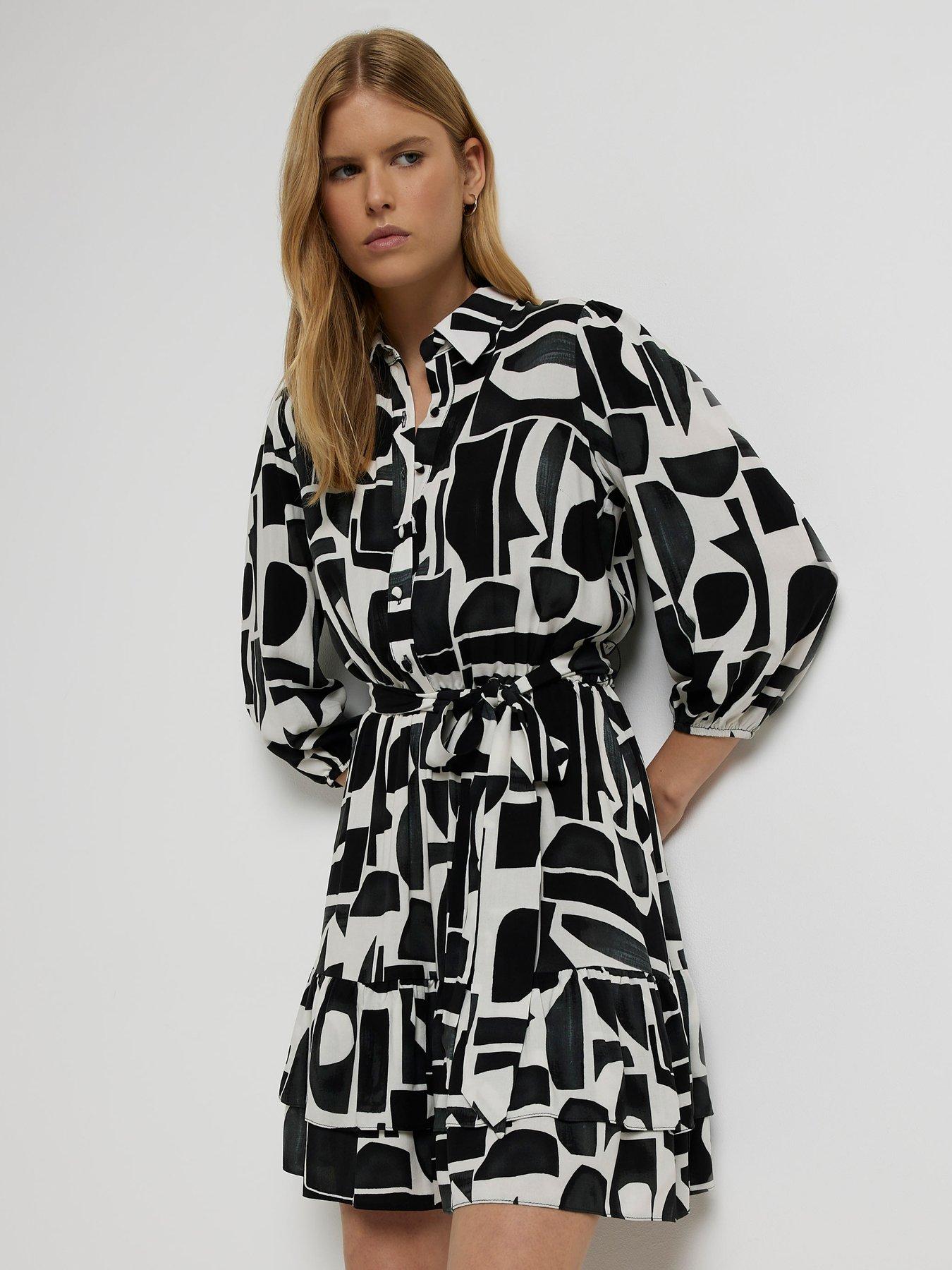 Mixed print shop shirt dress