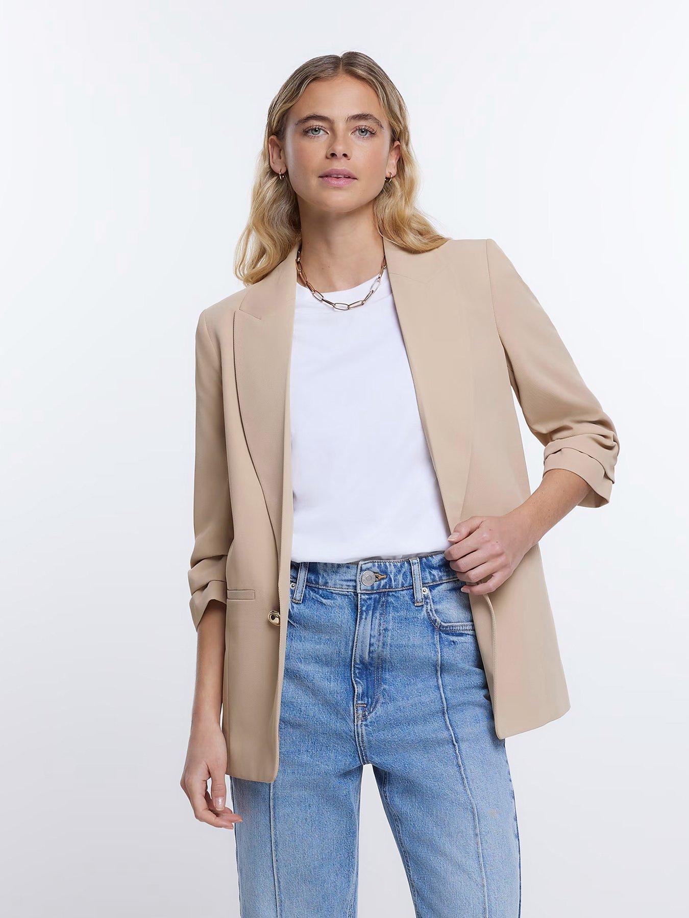 Beige blazer shop river island