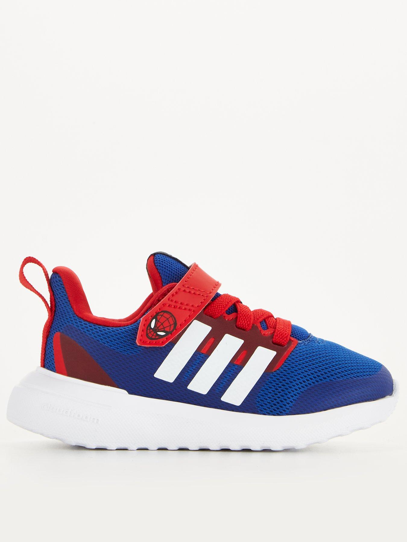 Red and store blue adidas trainers