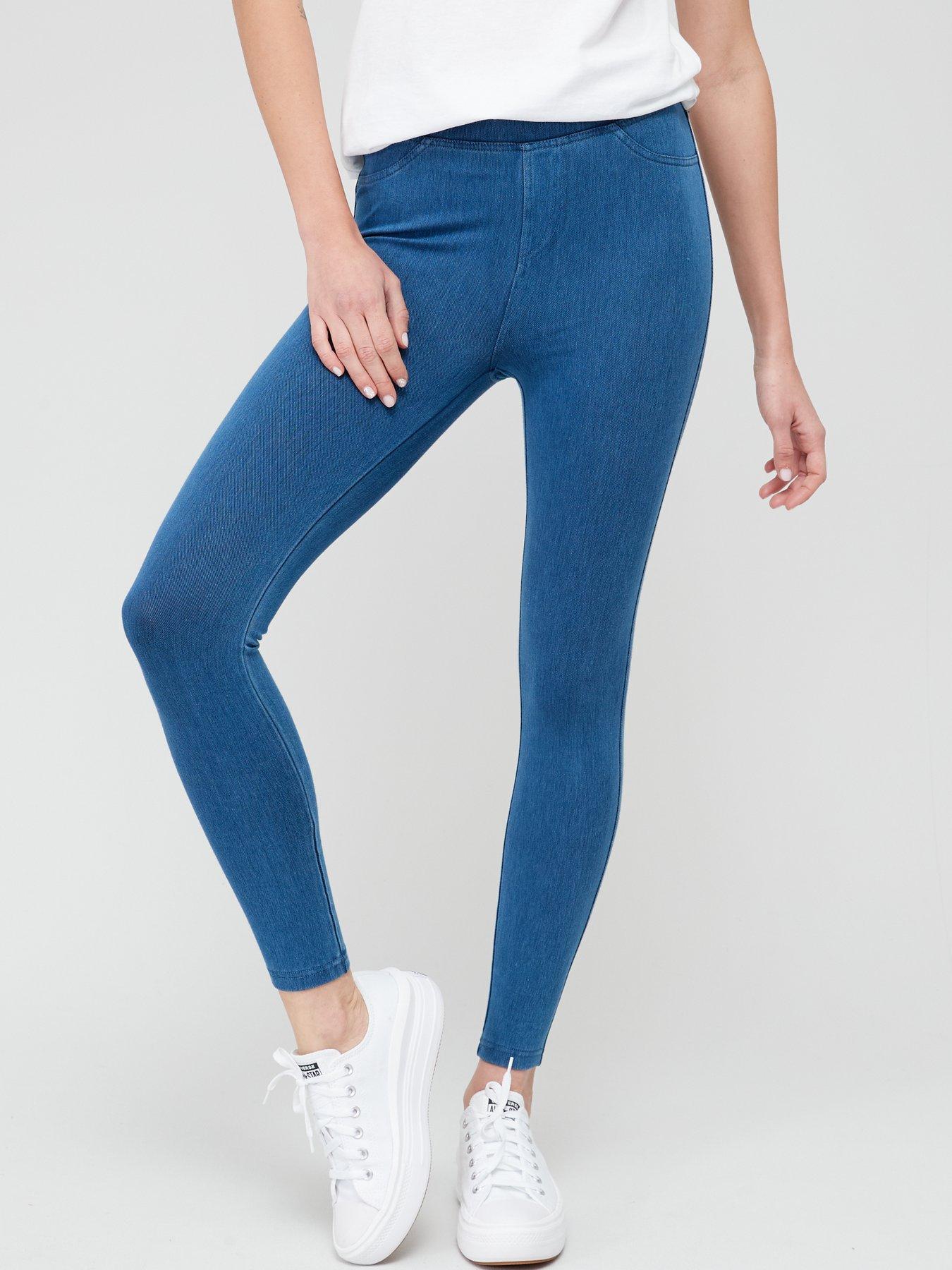 HUE, Jeans, Hue Studio Split Hem Denim Leggings Midnight Rinse Size Small