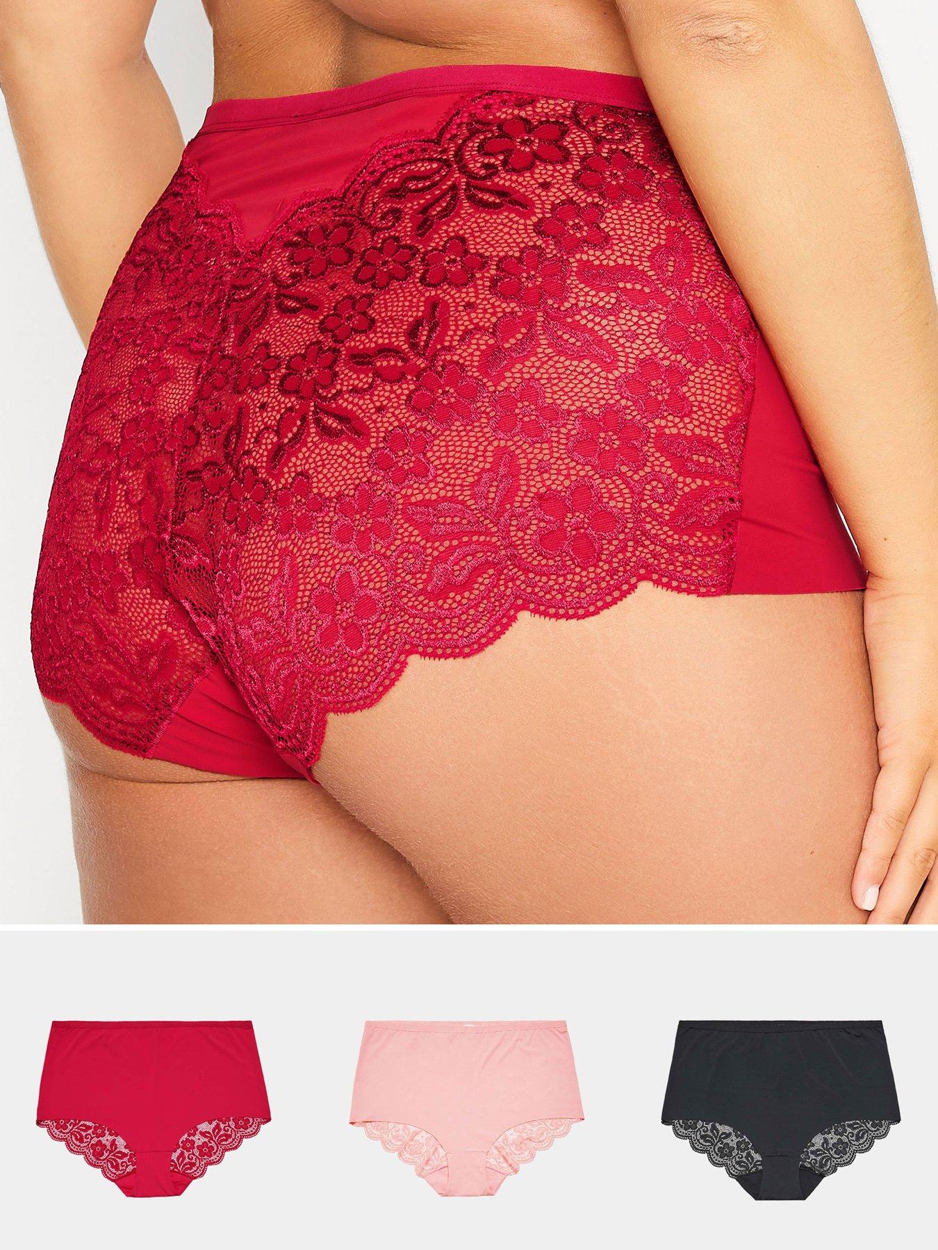 Yours Yours 3pk Lace Back Full Briefs