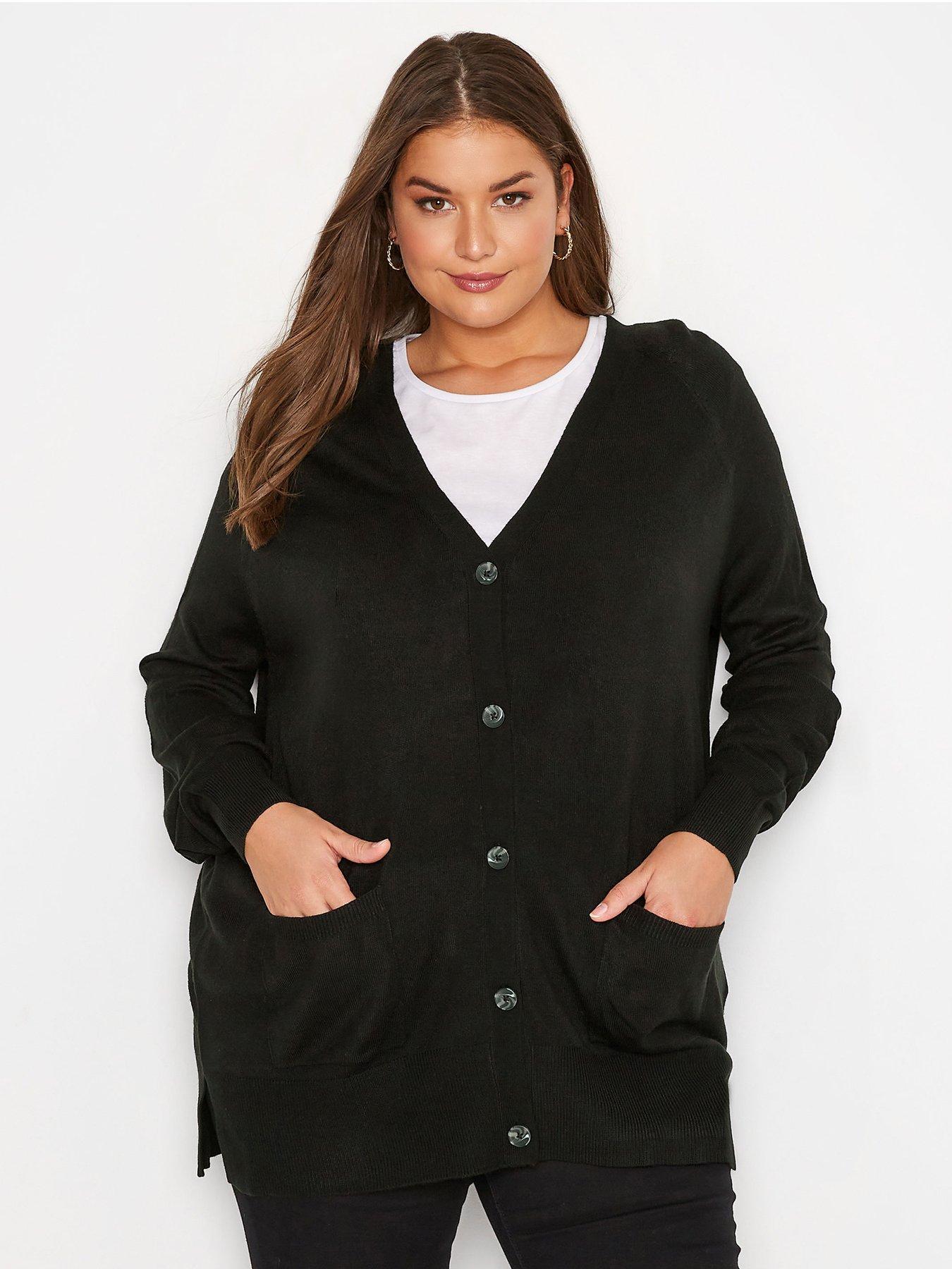 Image 1 of 4 of Yours Yours Boyfriend Cardigan Black