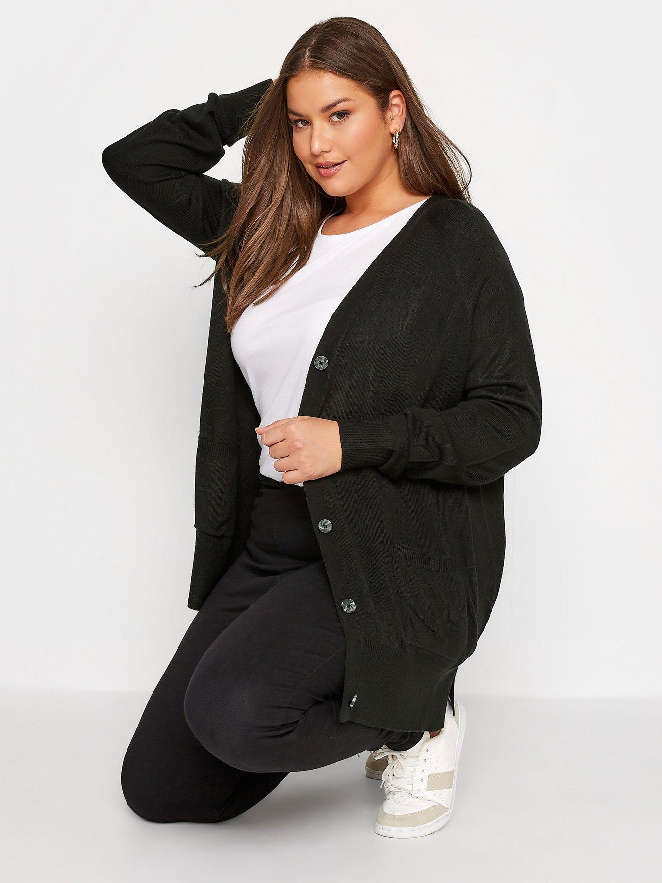 Image 4 of 4 of Yours Yours Boyfriend Cardigan Black