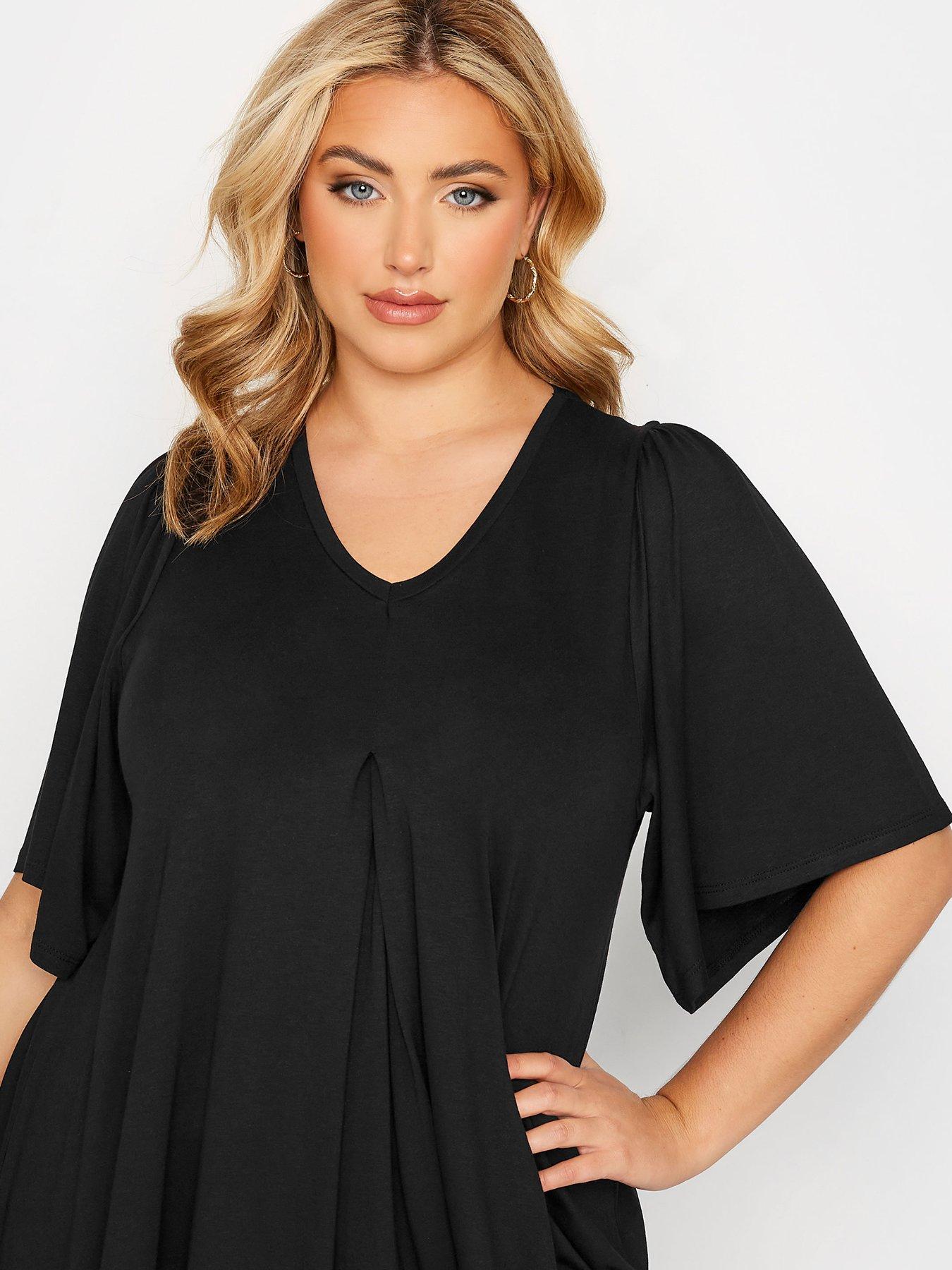 yours-yours-pleat-swing-angel-sleeve-blackoutfit