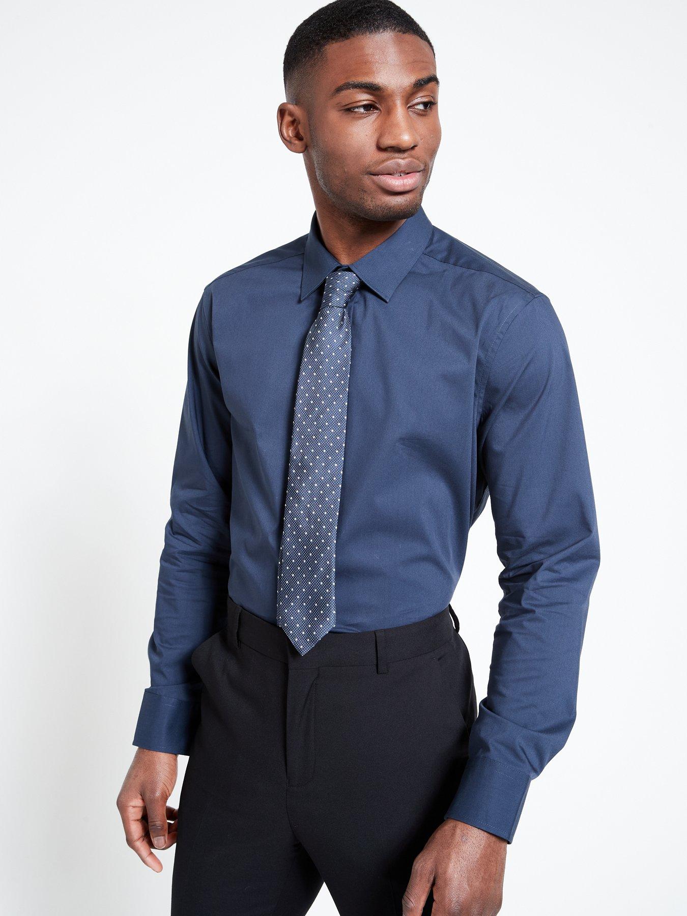 Navy blue long sleeve cheap dress shirt