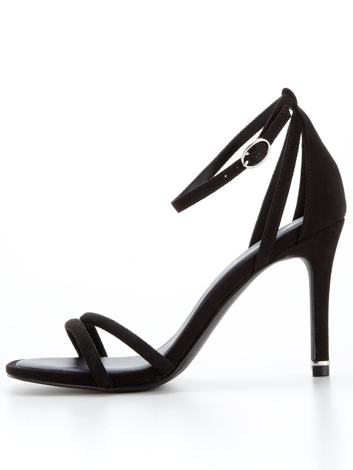 Black barely there shop heels wide fit