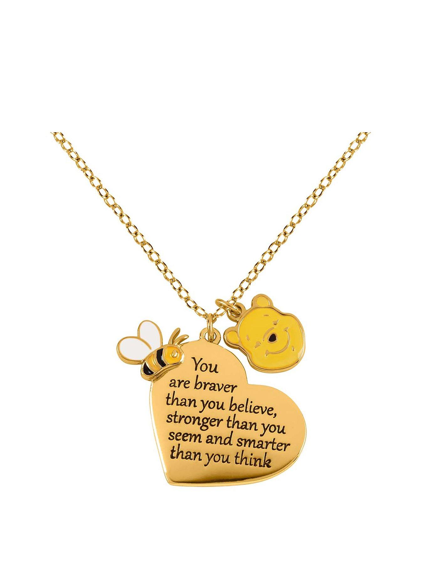 undefined Disney Winnie The Pooh Yellow Gold Plated Brass Heart shaped Necklace NF00678YL-18.PH