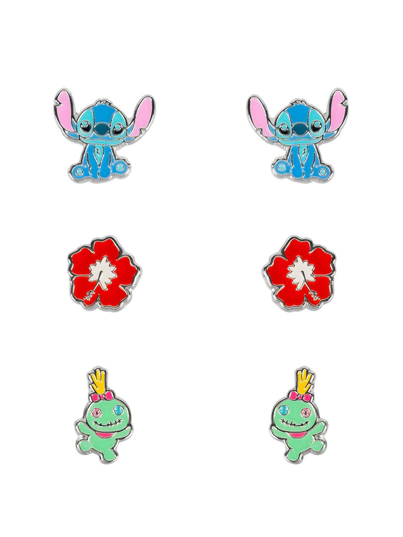 Image 1 of 5 of Disney Disney Lilo &amp; Stitch Blue, Red &amp; Green Trio Earring Set SF00468SL