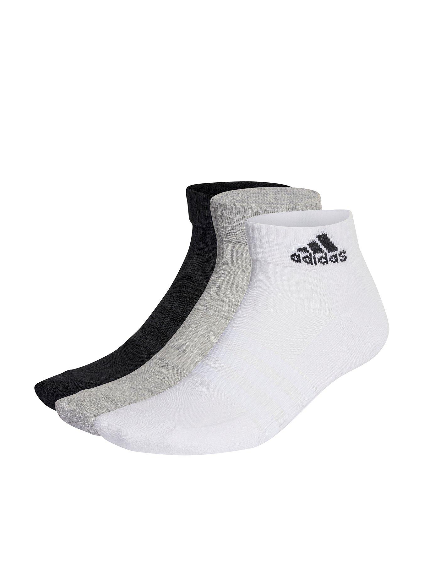 adidas Sportswear Unisex 3 Pack Cushioned Ankle Socks - White/Grey