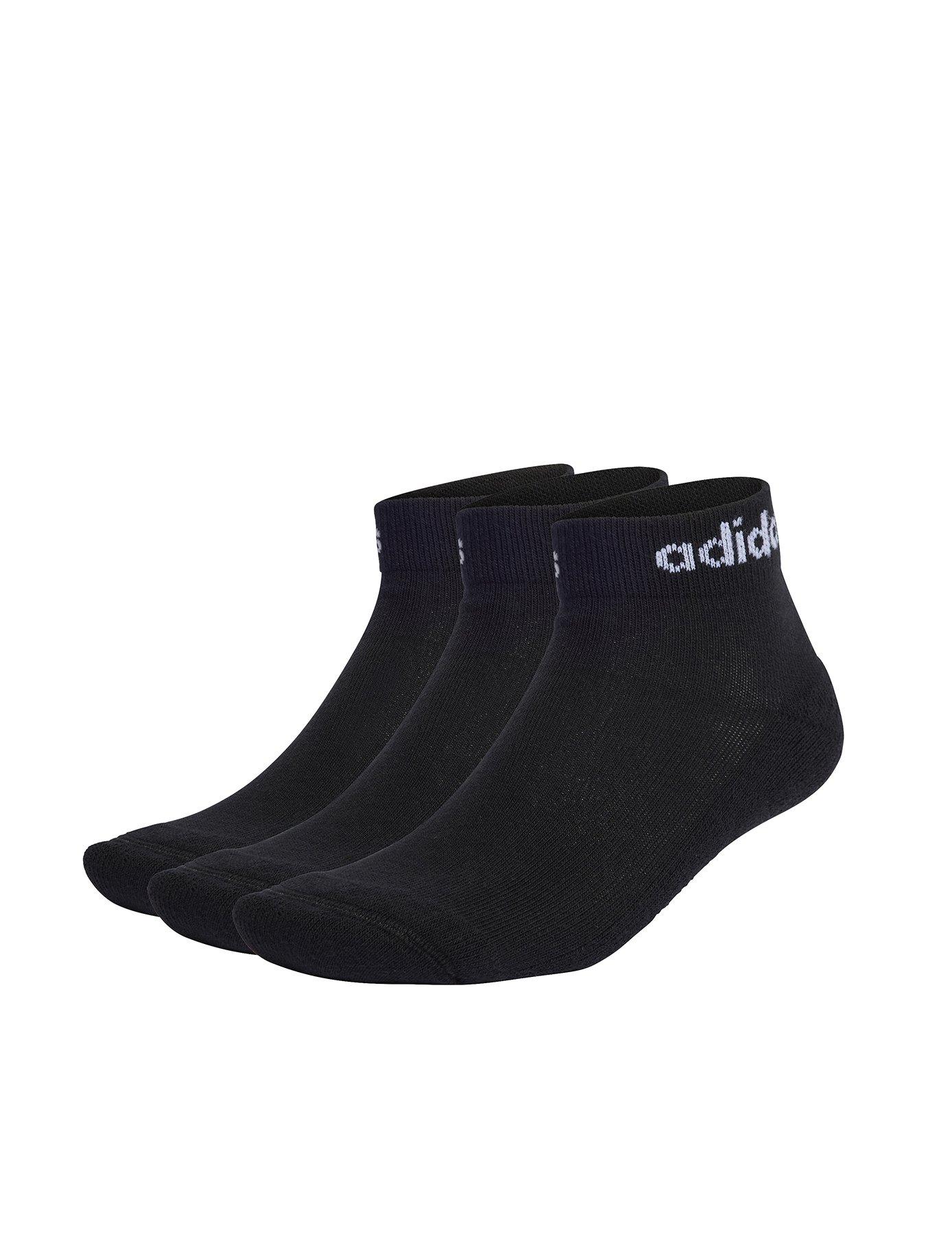 adidas Sportswear Unisex 3 Pack Cushioned Linear Ankle Socks - Black