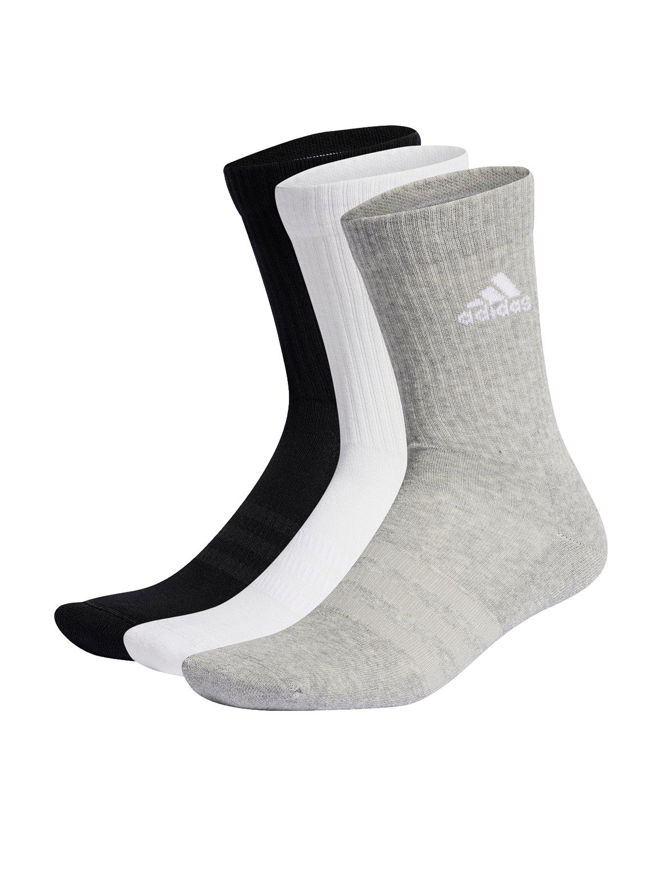adidas Sportswear Unisex 3 Pack Cushioned Crew Socks - White/Grey