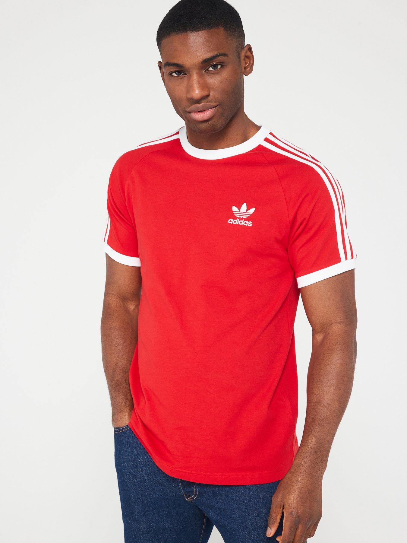 Mens 3 Stripes T Shirt Red