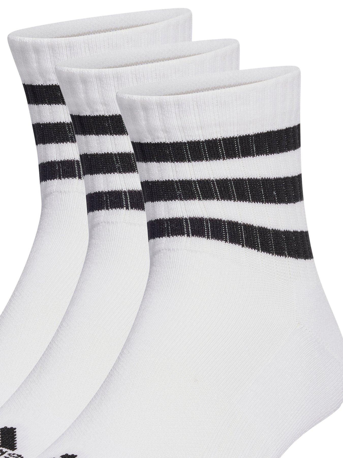 Image 2 of 2 of adidas Sportswear Unisex 3 Pack Cushioned 3 Stripe Mid Socks - White