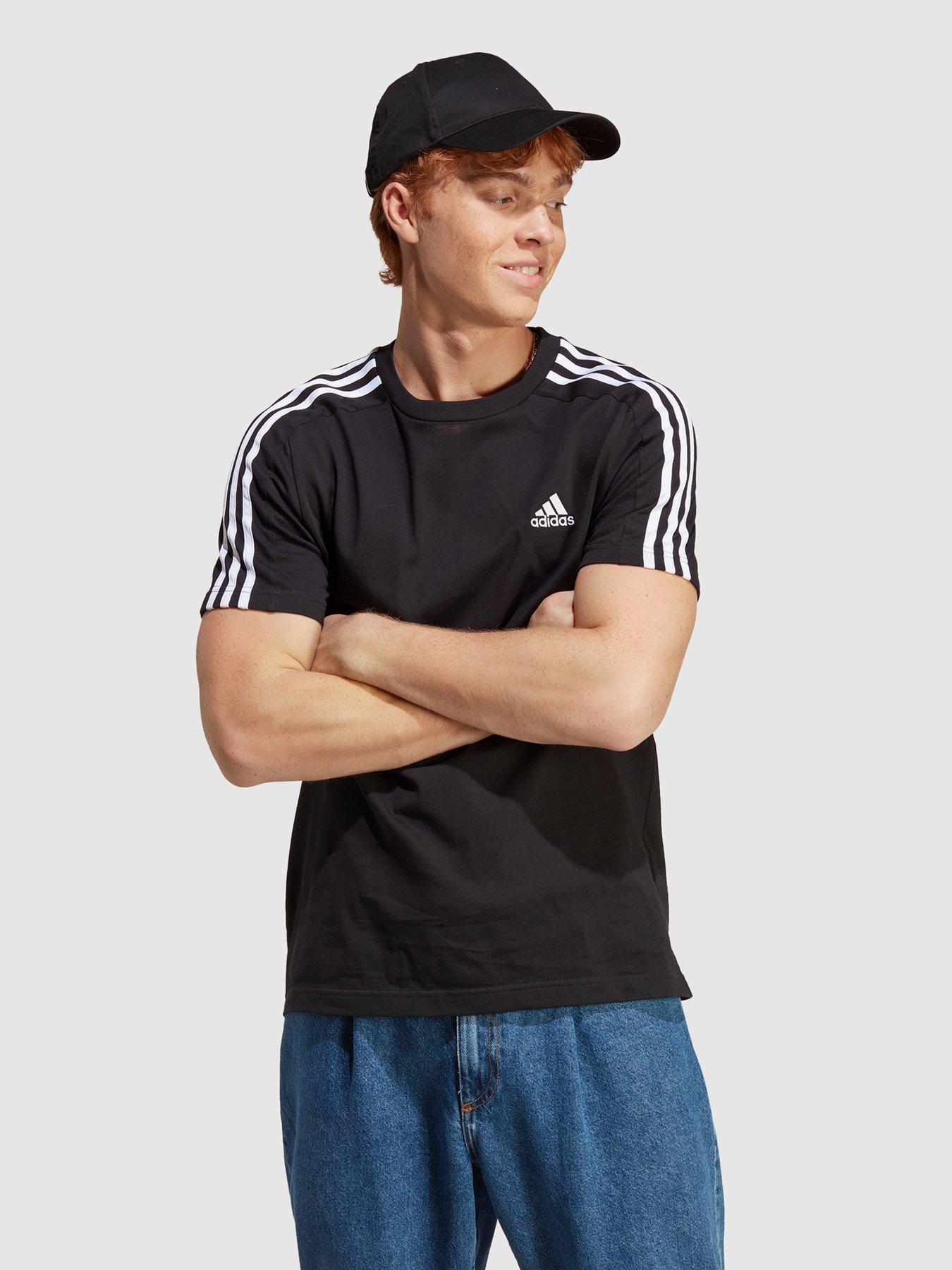 Adidas originals 3 hotsell stripes t-shirt - black-white