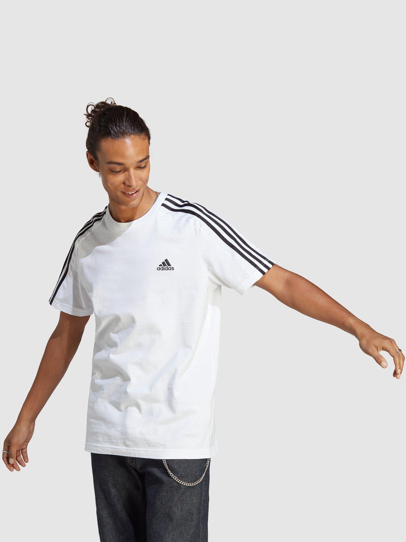 Adidas 3 stripe t shirt online mens