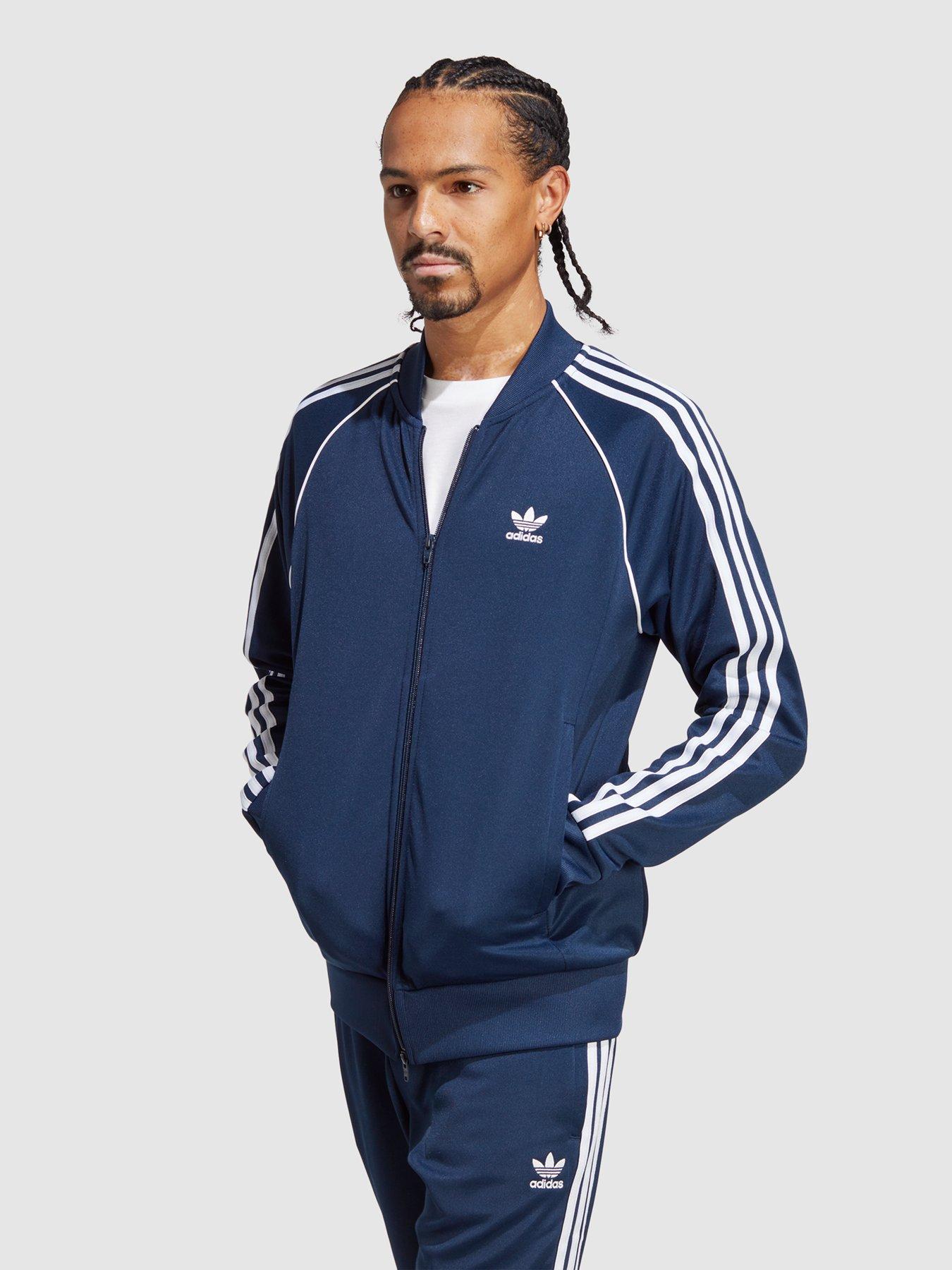 Adidas navy tracksuit top hot sale