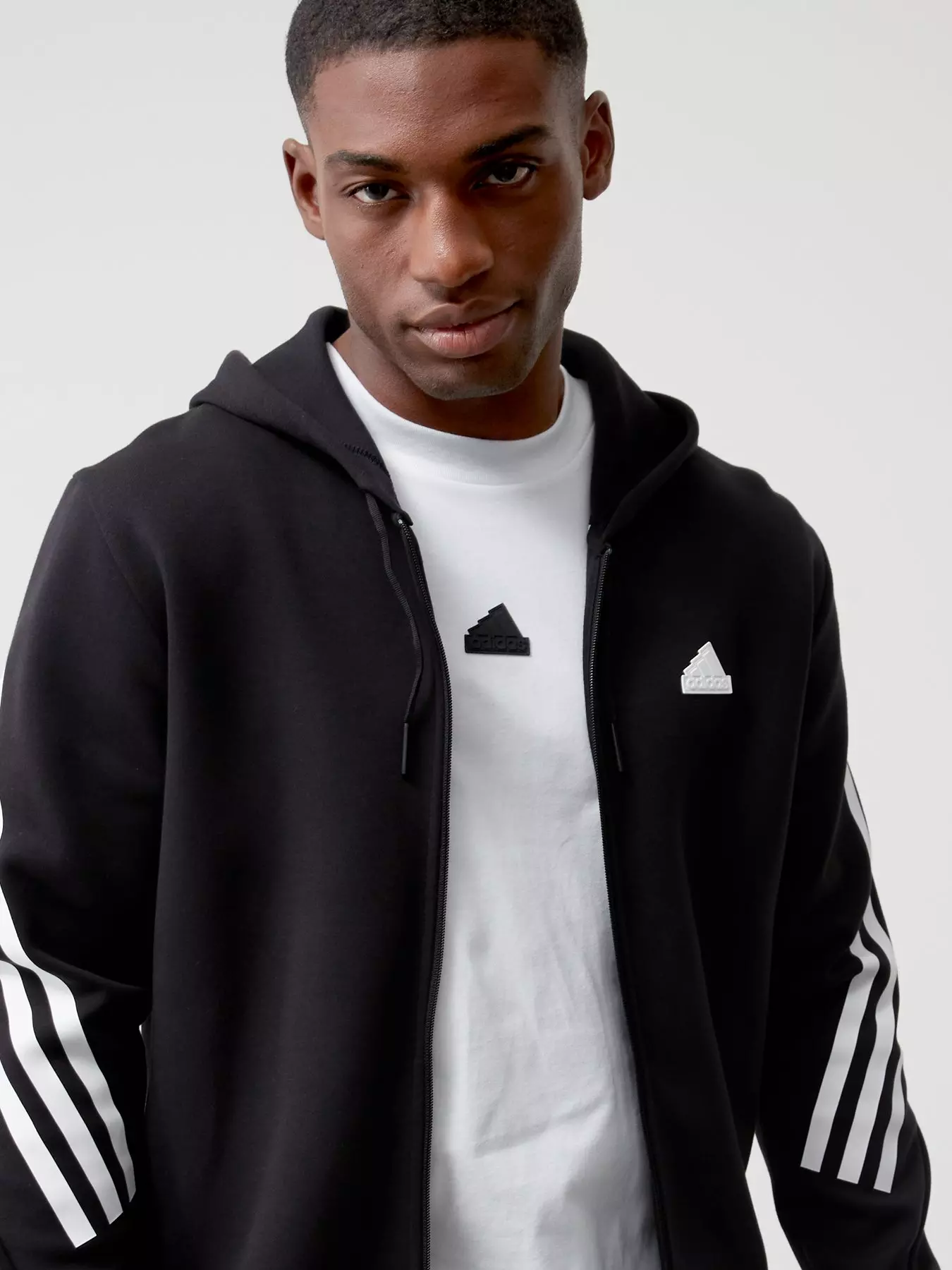 adidas Future Icons 3-Stripes Fleece Full-Zip Hoodie - Black, Men's  Lifestyle