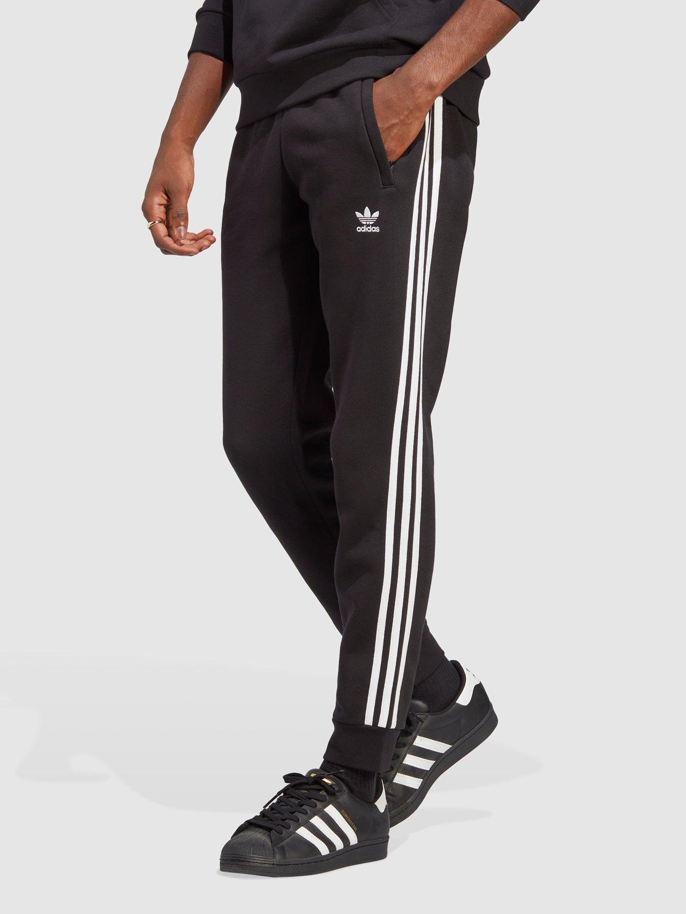 Adidas joggers cheap black stripes