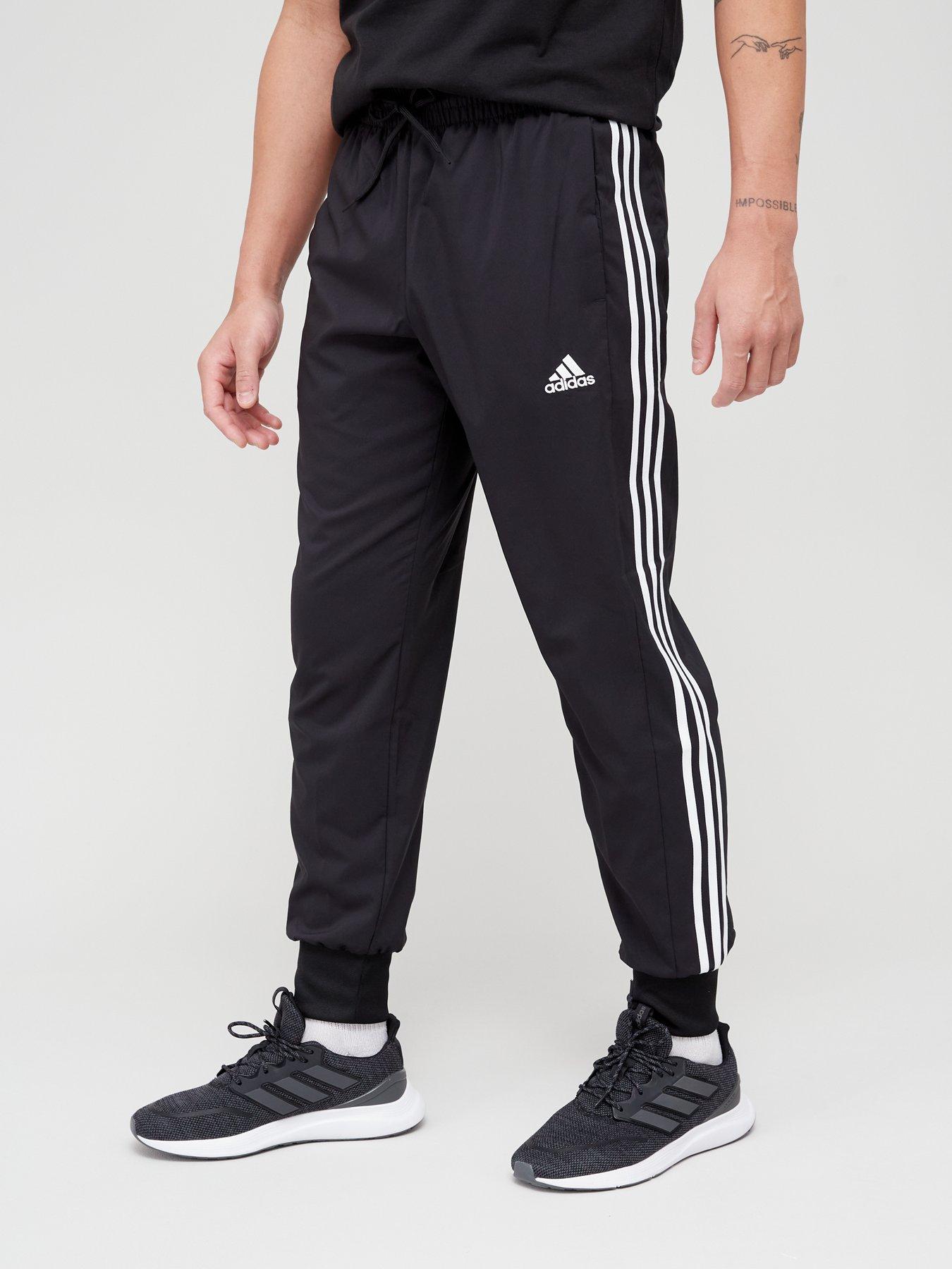 Sportswear Essentials Tapered Cuff Woven 3-Stripes Joggers - Black/White | Very