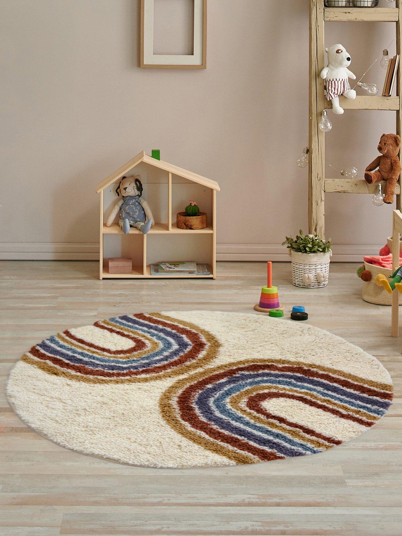 everyday-snug-shaggy-circle-rainbow-rug-multi