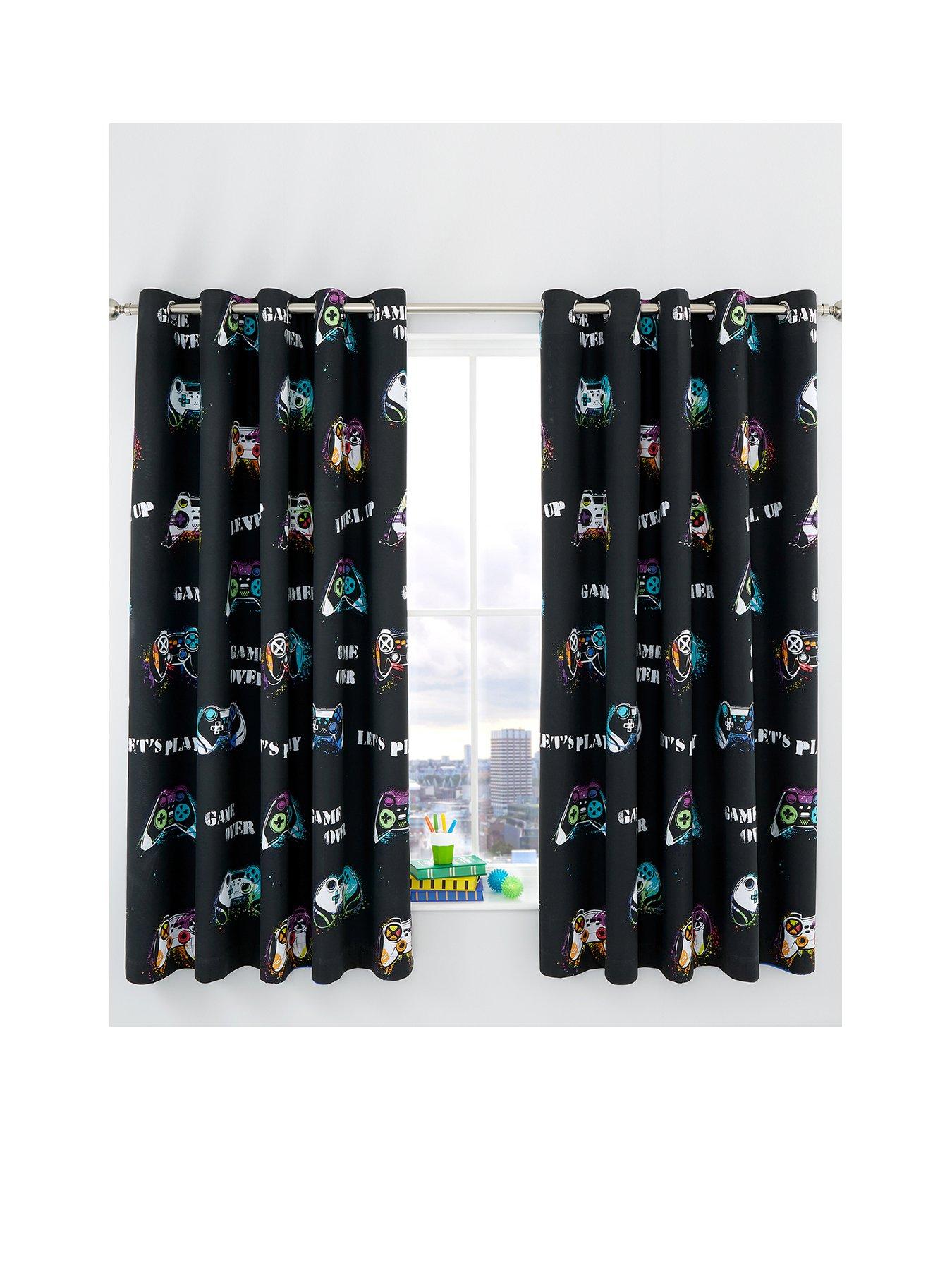Image 1 of 4 of Catherine Lansfield Game Over Reversible Eyelet Curtains
