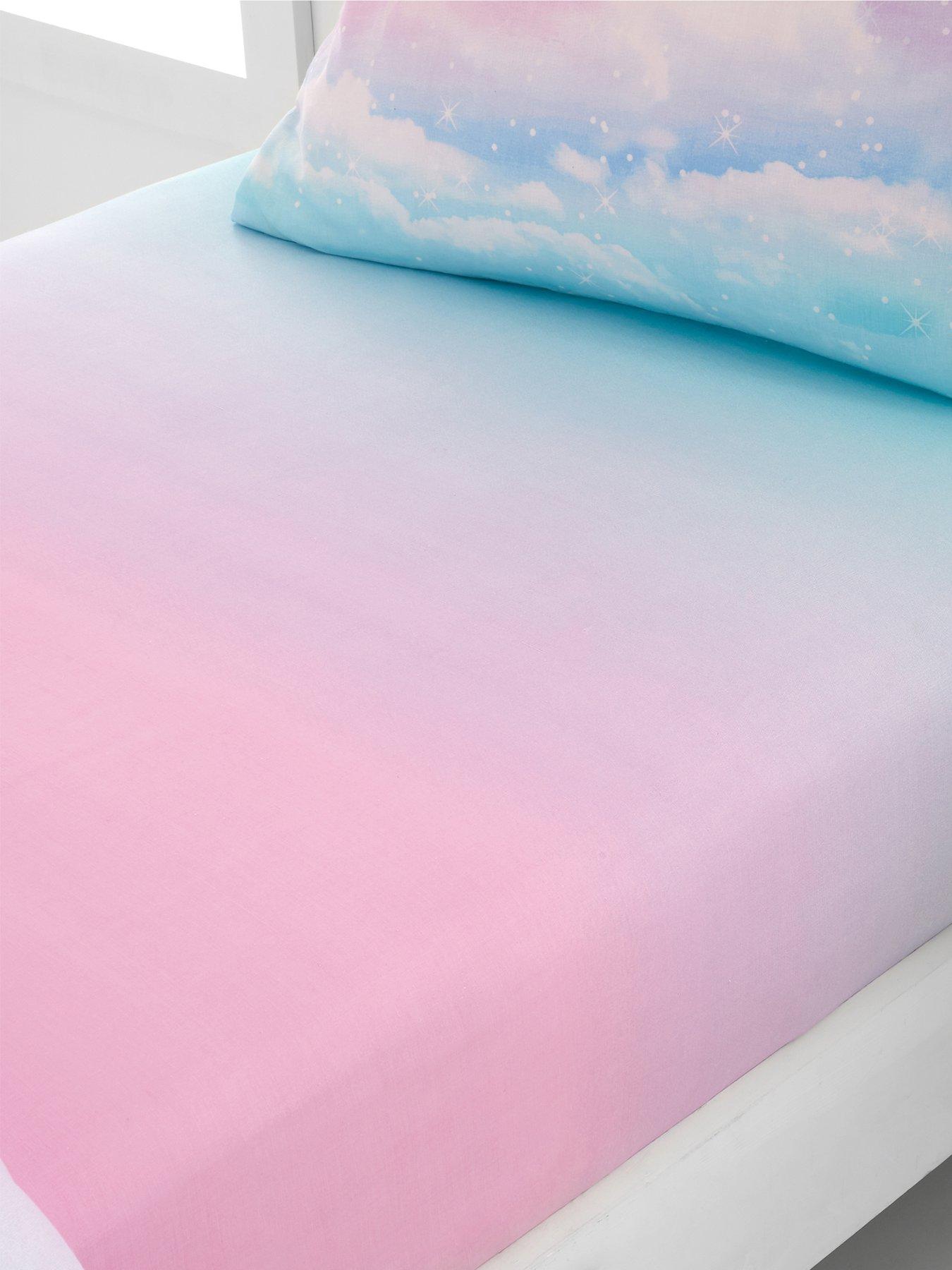 Image 1 of 3 of Catherine Lansfield Ombre Rainbow Clouds Fitted Sheet - Multi