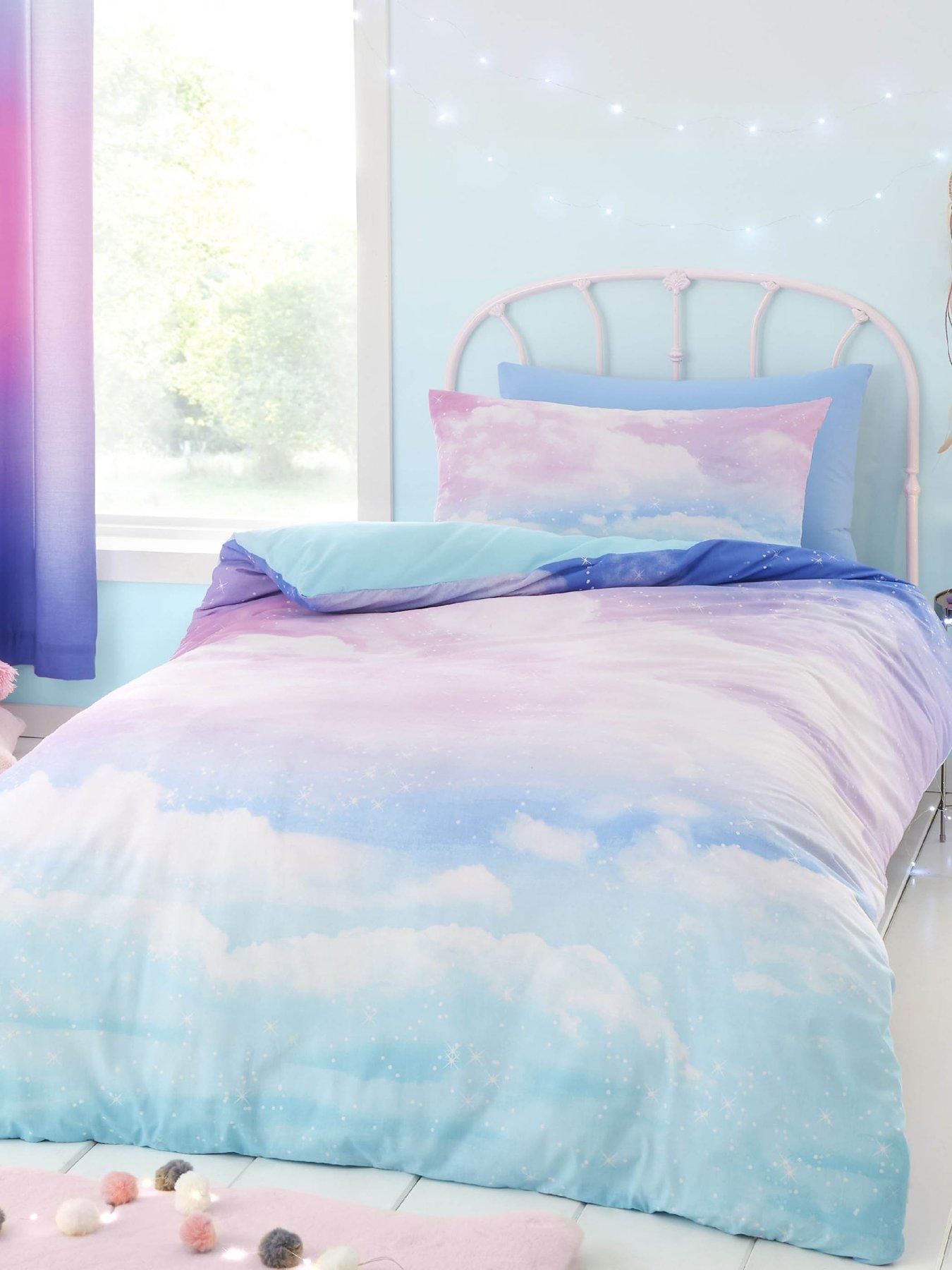 Image 1 of 6 of Catherine Lansfield Ombre Rainbow Clouds Duvet Cover Set - Multi