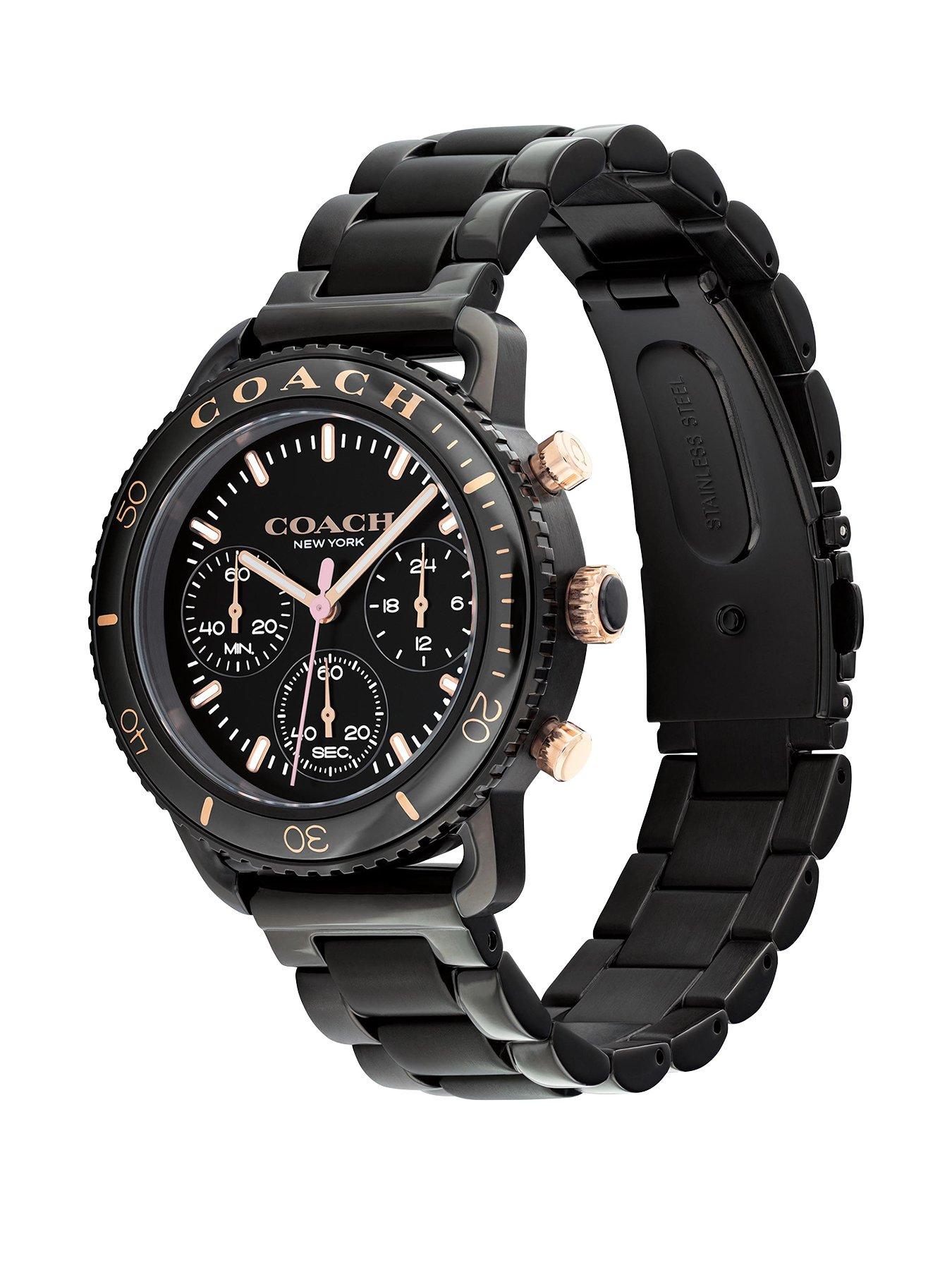 Coach Ladies IP Black Chronograph Watch