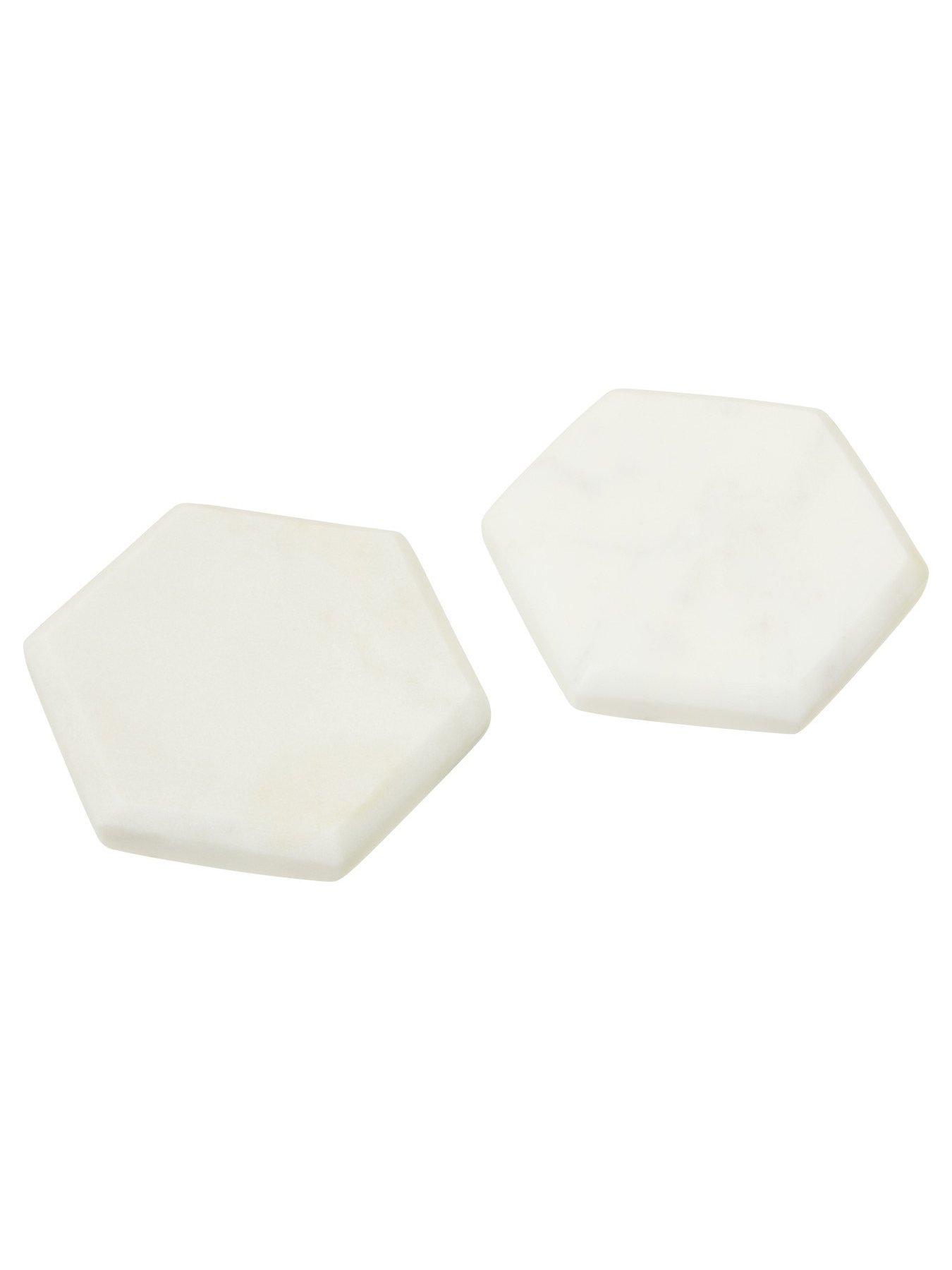 premier-housewares-set-of-4-hexagon-white-marble-coastersstillFront