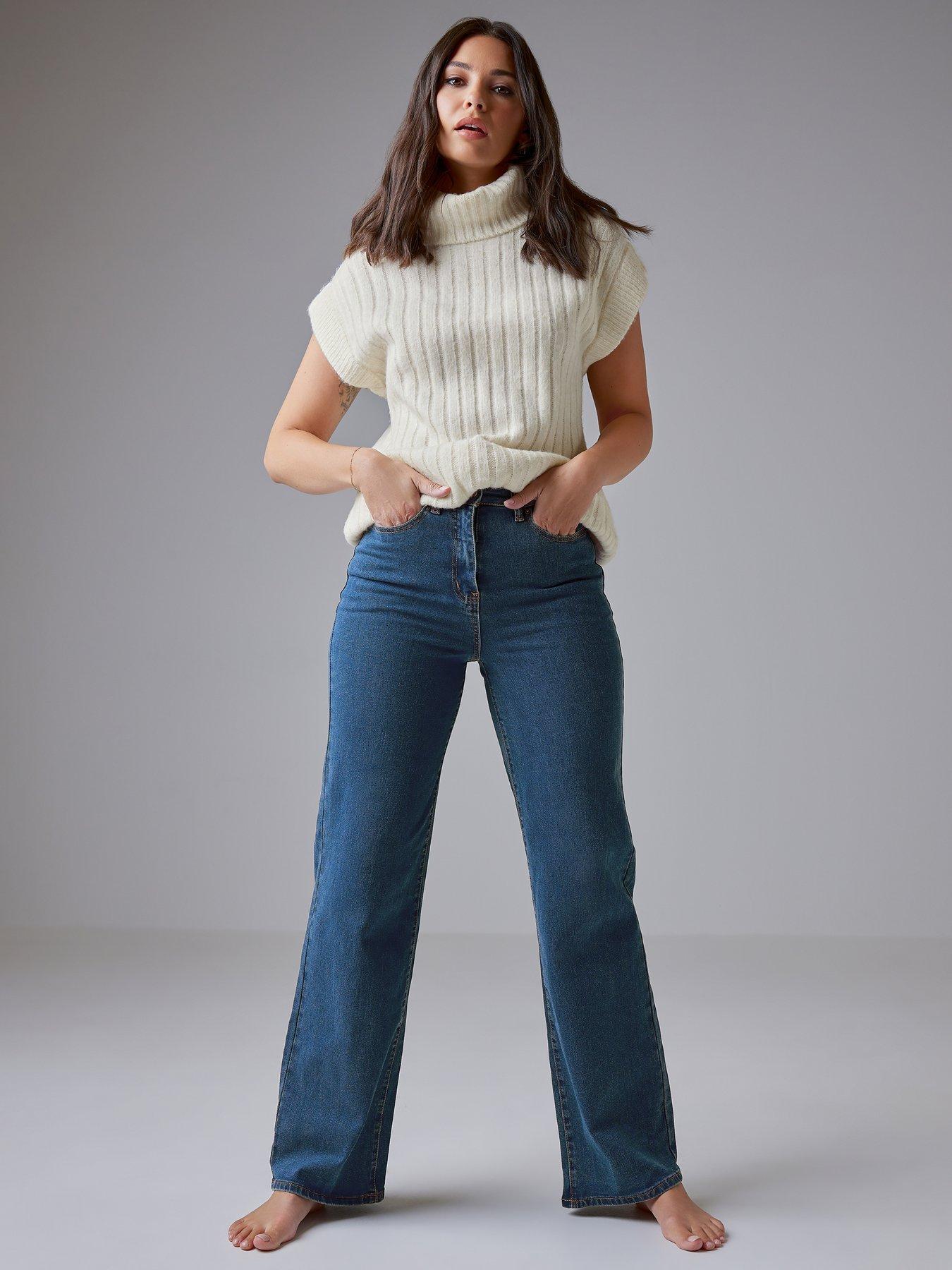 Image 1 of 3 of Long Tall Sally Bea Wide Leg Washed Indigo Jean