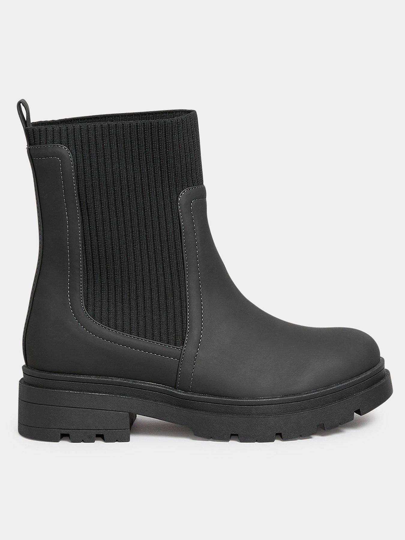Yours Yours Extra-Wide Fit Sock Top Line Chelsea Boots - Black