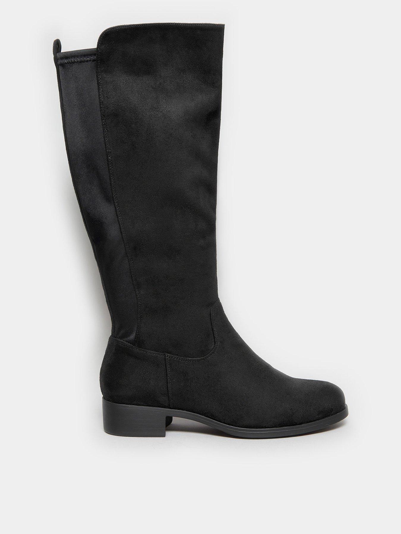Yours Yours Extra Wide Fit Stretch Knee Boot Micro Black
