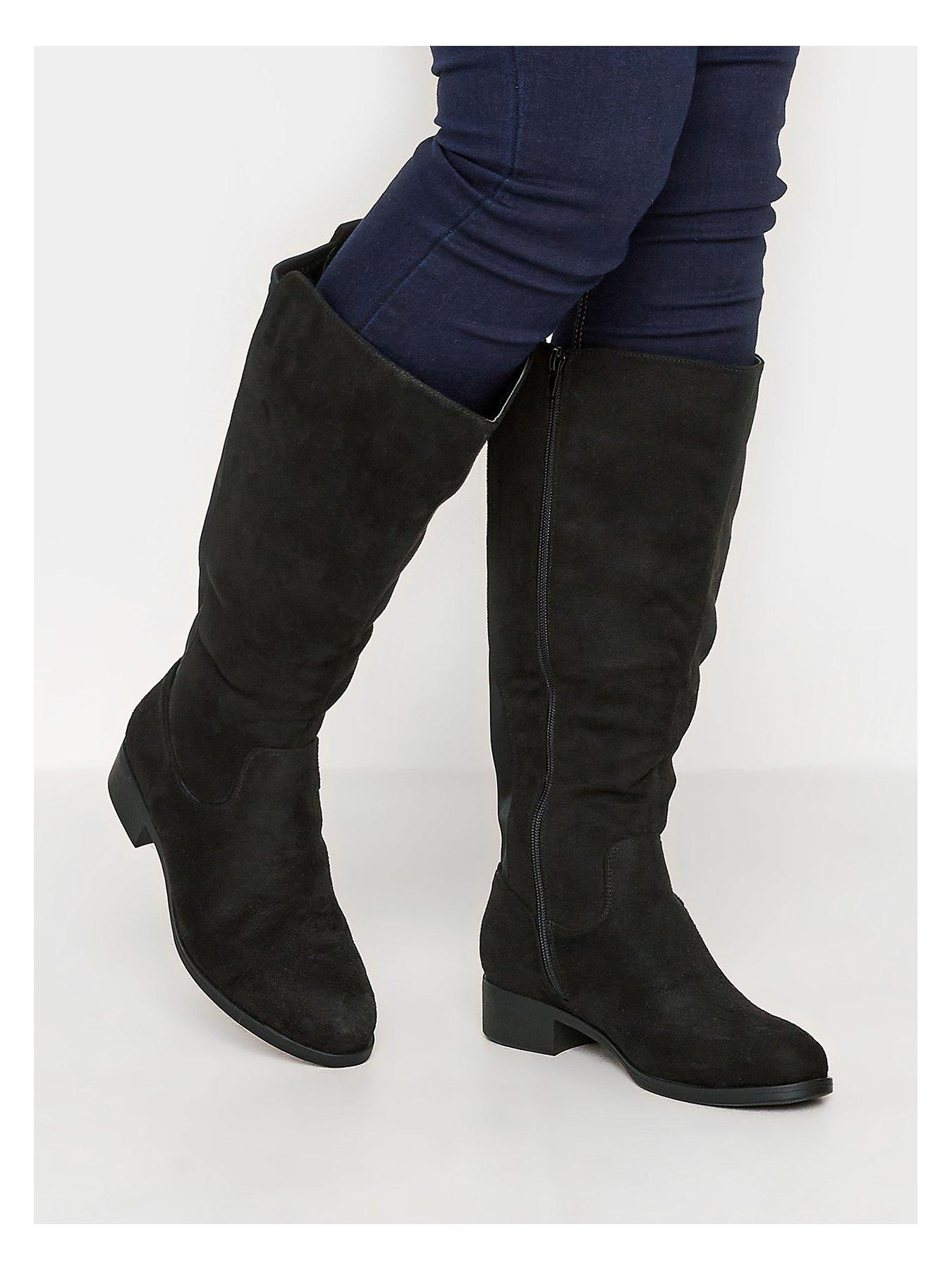 yours-yours-extra-wide-fit-stretch-knee-boot-micro-blackstillFront