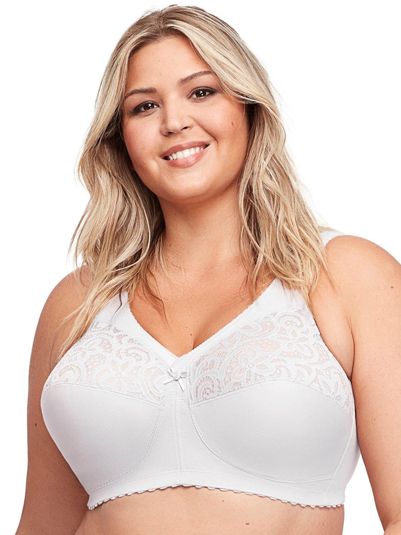 Image 3 of 6 of Glamorise MagicLift Cotton Support Bra - White